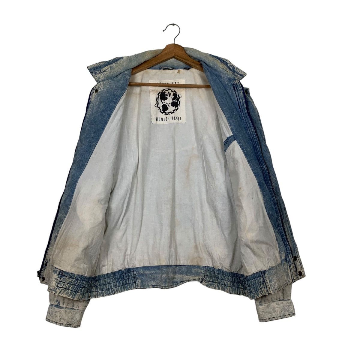 Vintage NORTH BAY World Travel Washed Denim Jacket #2433-C109 Size US M / EU 48-50 / 2 - 11 Thumbnail