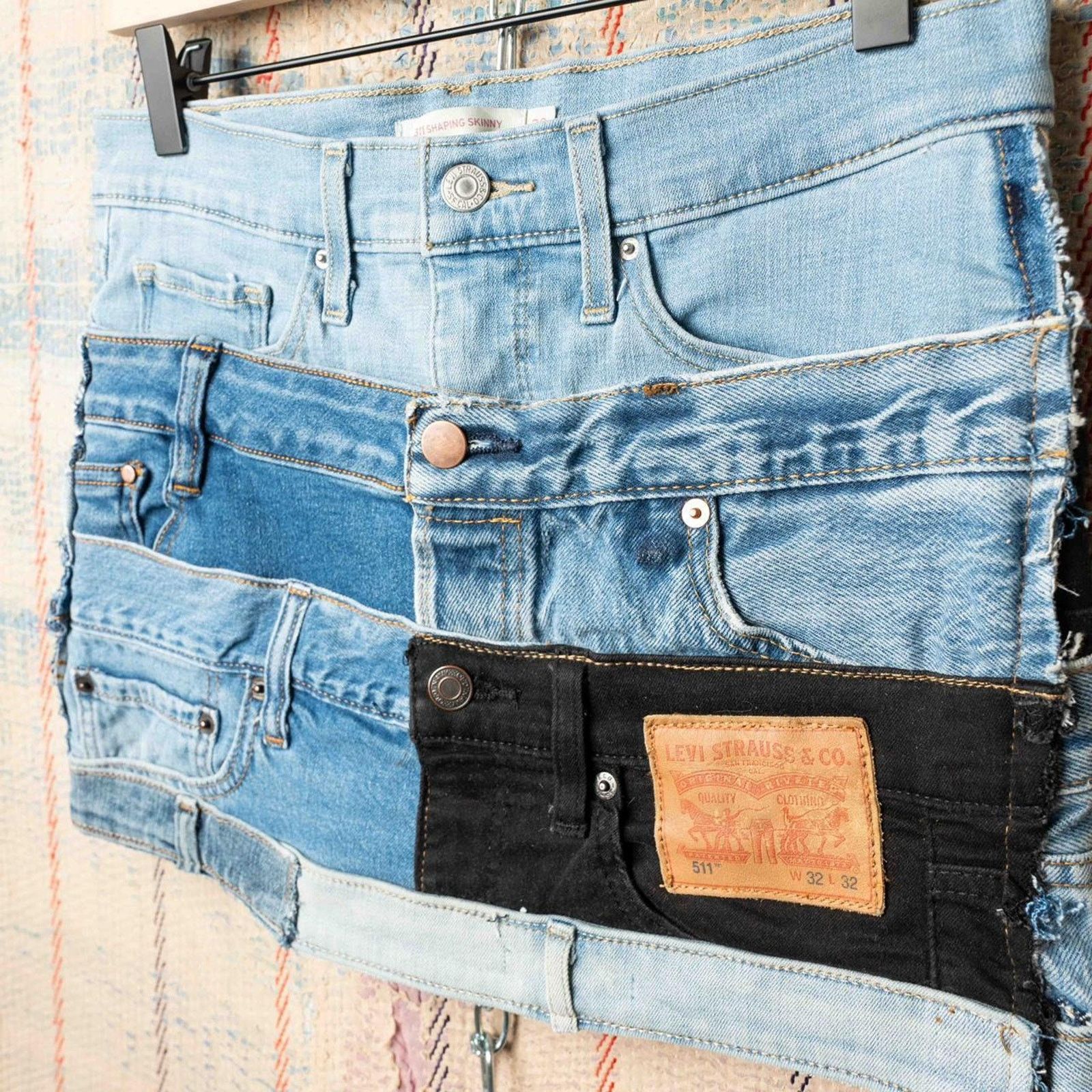 Other Custom upcycled patchwork mini skirt size 29 Size 29" - 2 Thumbnail