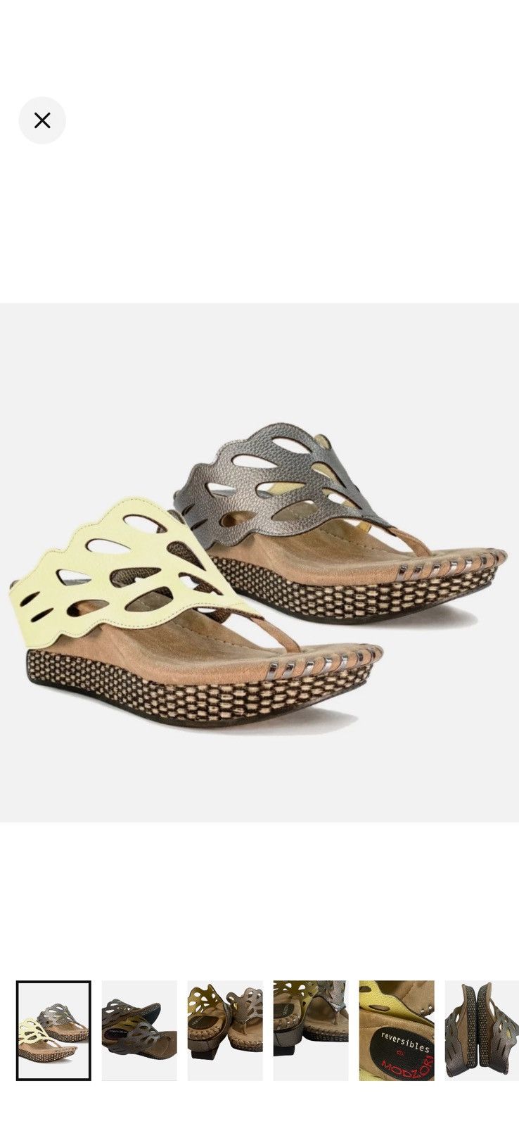 Other Reversible Wedge Thong Platform Sandals Butter/ Pewter Size US 9 / IT 39 - 1 Thumbnail