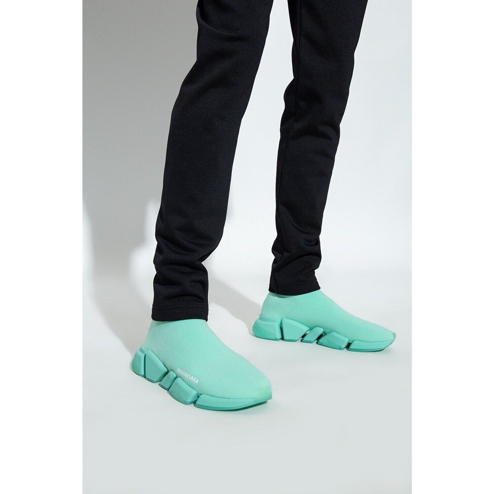 Balenciaga Balenciaga Mens Speed 2.0 Sock Mint Green High Top Size US 12 / EU 45 - 4 Thumbnail