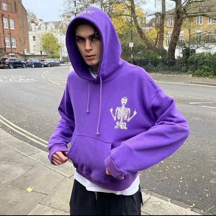 Japanese Brand Heaven Can Wait Design cropped Purple Skeleton Logo Hoodie Size US S / EU 44-46 / 1 - 1 Thumbnail