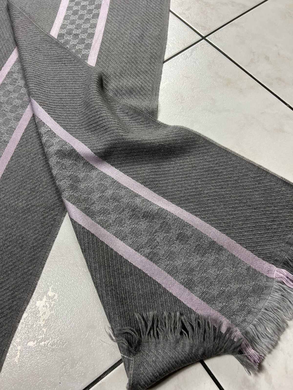 Gucci Gucci Tom Ford wool silk muffler scarf monogram stripe logo Size ONE SIZE - 10 Thumbnail