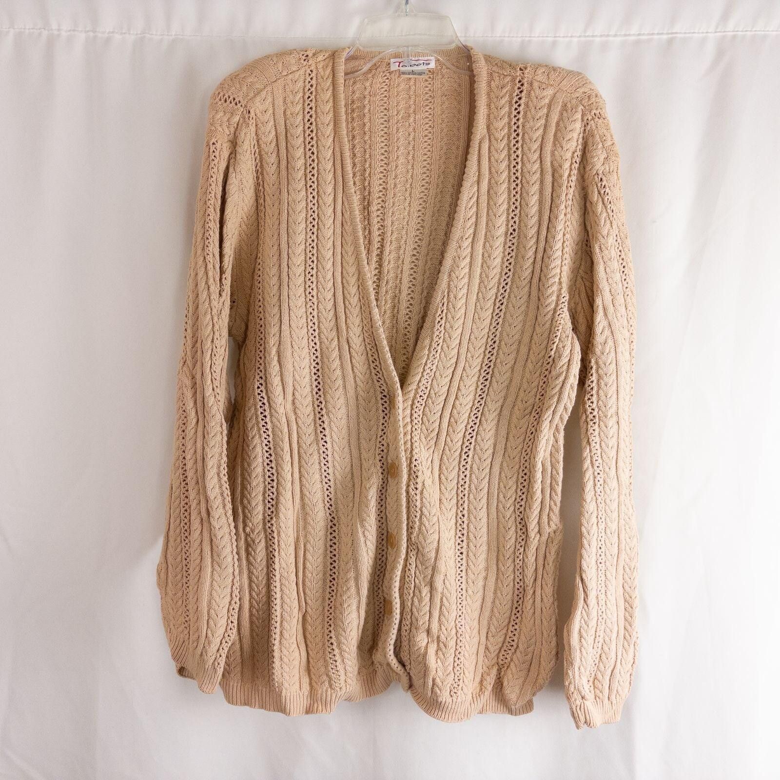 Other Talbots Vintage Tan Cable Knit Cardigan Womens Large Size L / US 10 / IT 46 - 1 Thumbnail