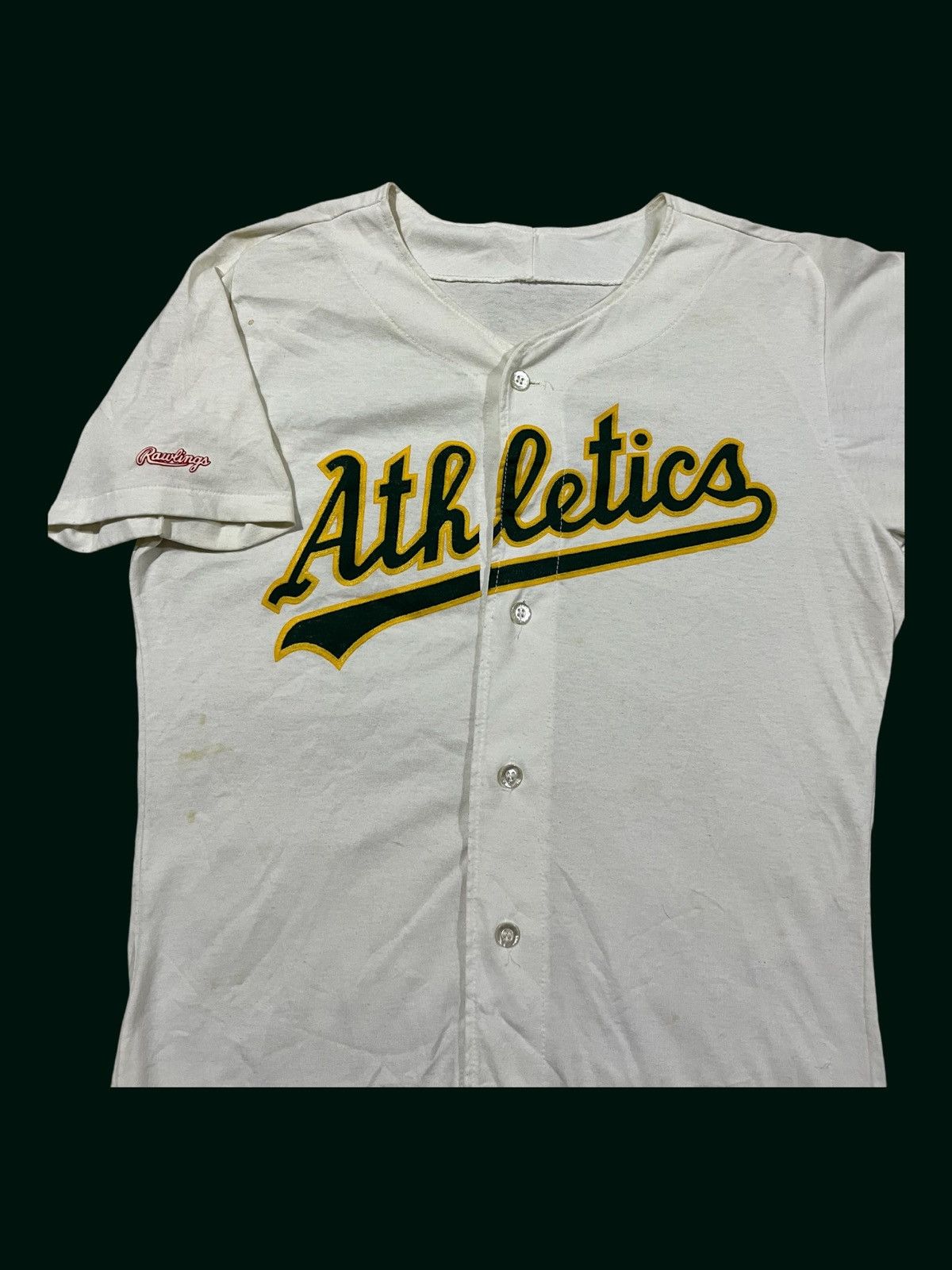 MLB × NFL × Vintage 1990s Oakland A's Athletic Rawling MLB Baseball Jersey Size US M / EU 48-50 / 2 - 2 Thumbnail