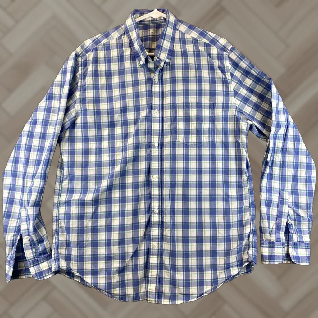 J.Crew J.CREW Slim Fit Button-Up Long Sleeve Shirt Mens L Plaid Cotton / 82-53 (Blue) Size US L / EU 52-54 / 3 - 1 Thumbnail
