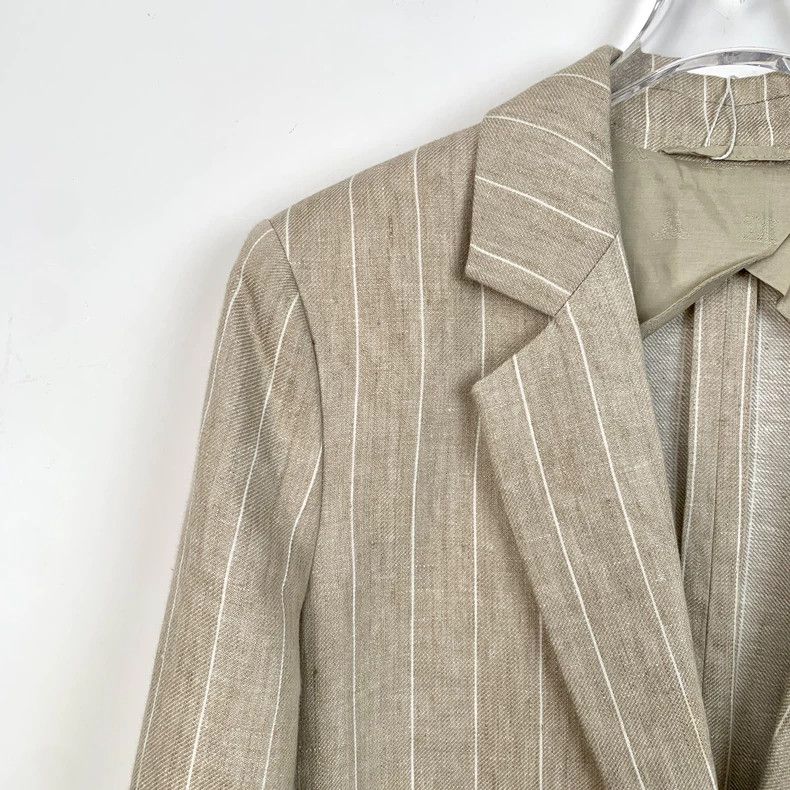 Max Mara Max Mara Beige Vertical Stripe Single Button Lapel Blazer Size XS / US 0-2 / IT 36-38 - 3 Thumbnail