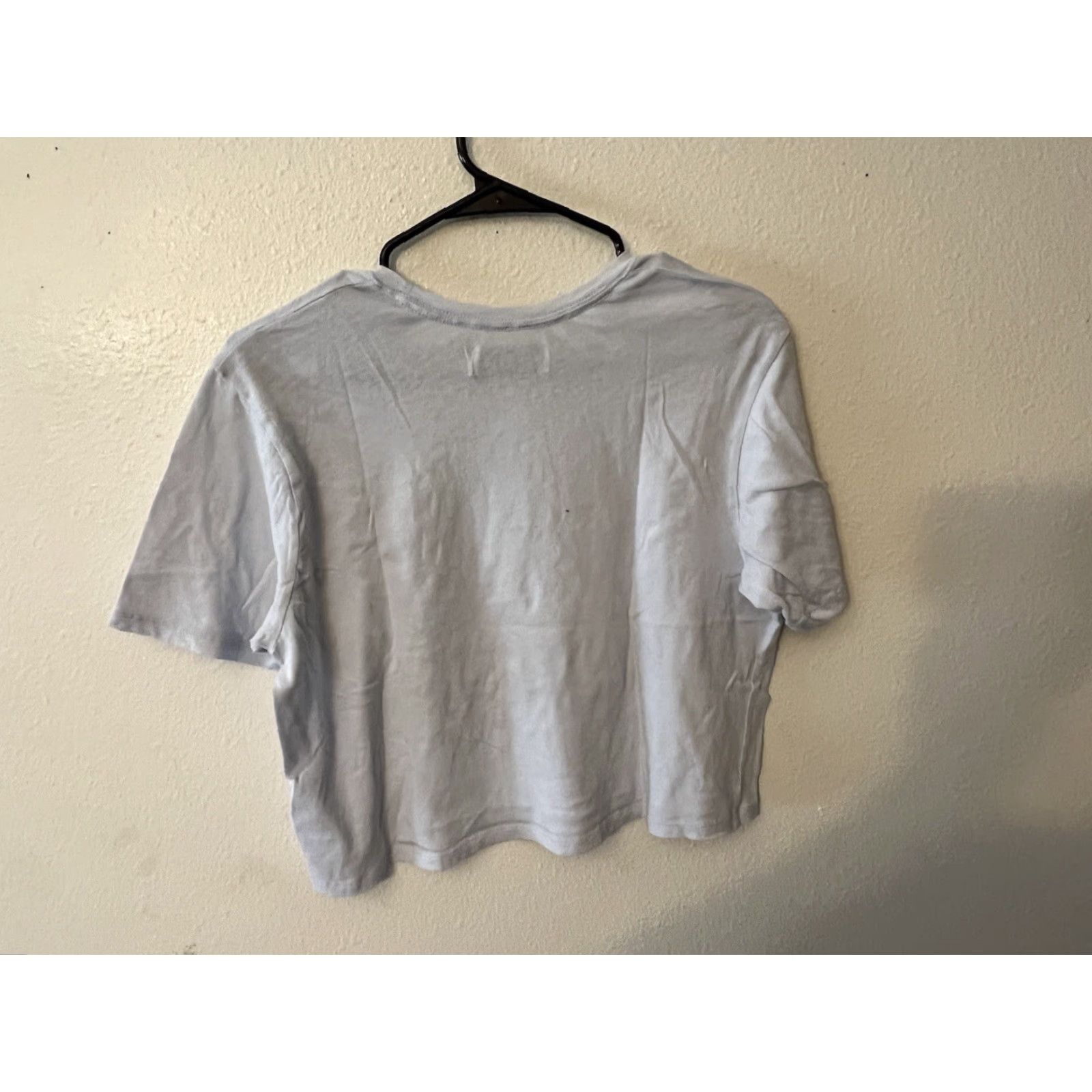 Abercrombie & Fitch Abercrombie & Fitch T-Shirt Cropped Women's Medium Blue Solid Cotton Jersey Crew Neck Short Sleeve Size M / US 6-8 / IT 42-44 - 3 Thumbnail