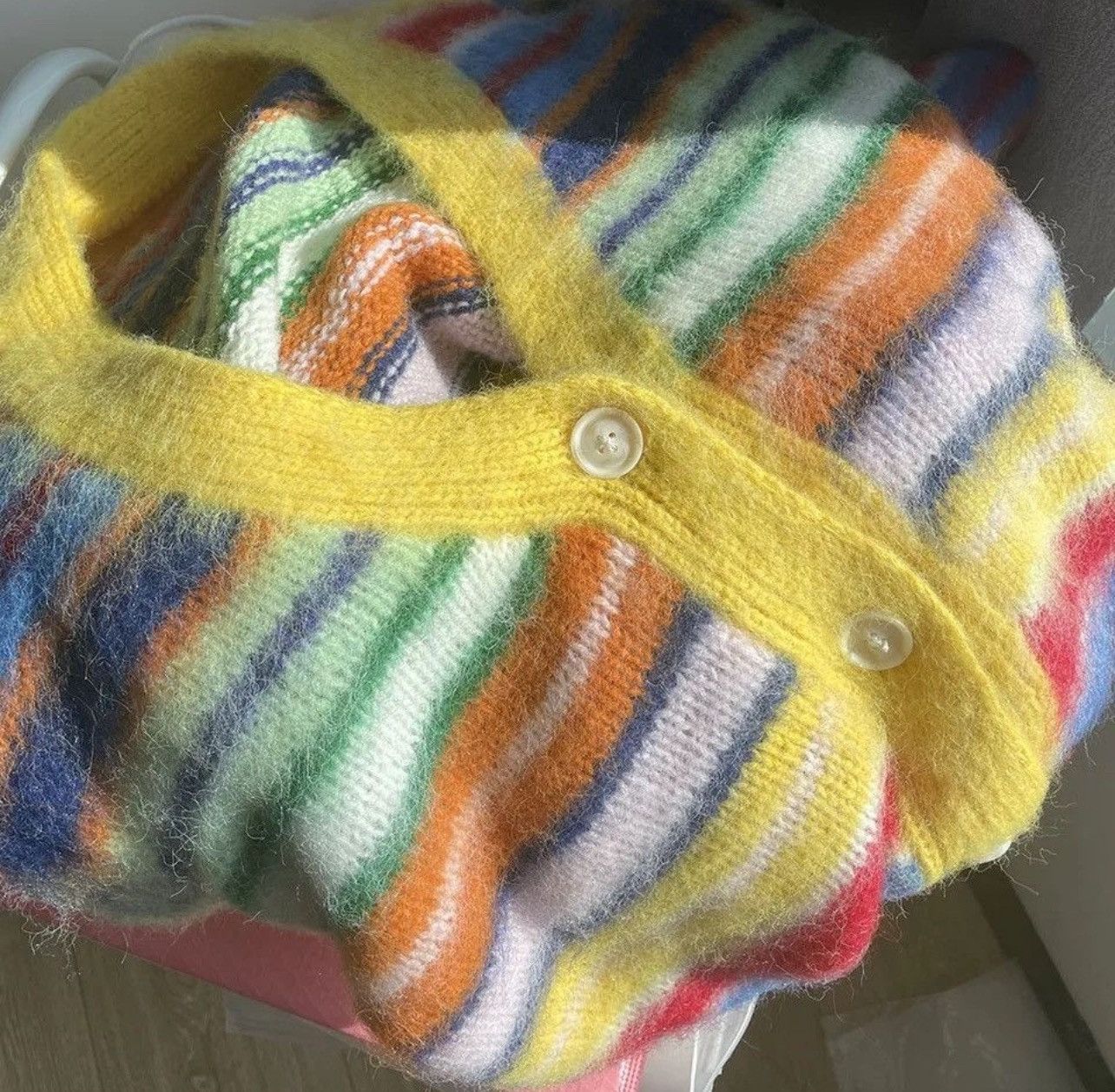 Japanese Brand × Vintage Colourfull sweater cardigan Size US L / EU 52-54 / 3 - 3 Thumbnail