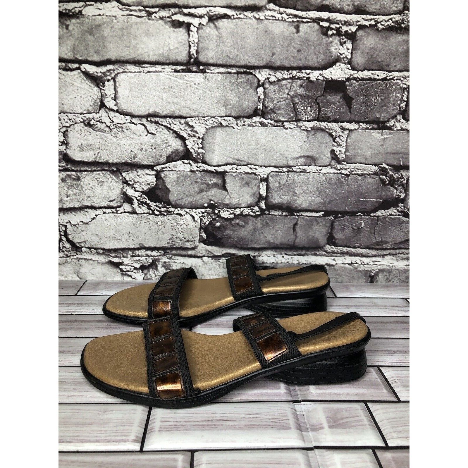 Other Munro Brown Synthetic Textile Comfort Heel Slingback Sandals Size US 5.5 / IT 35.5 - 6 Thumbnail