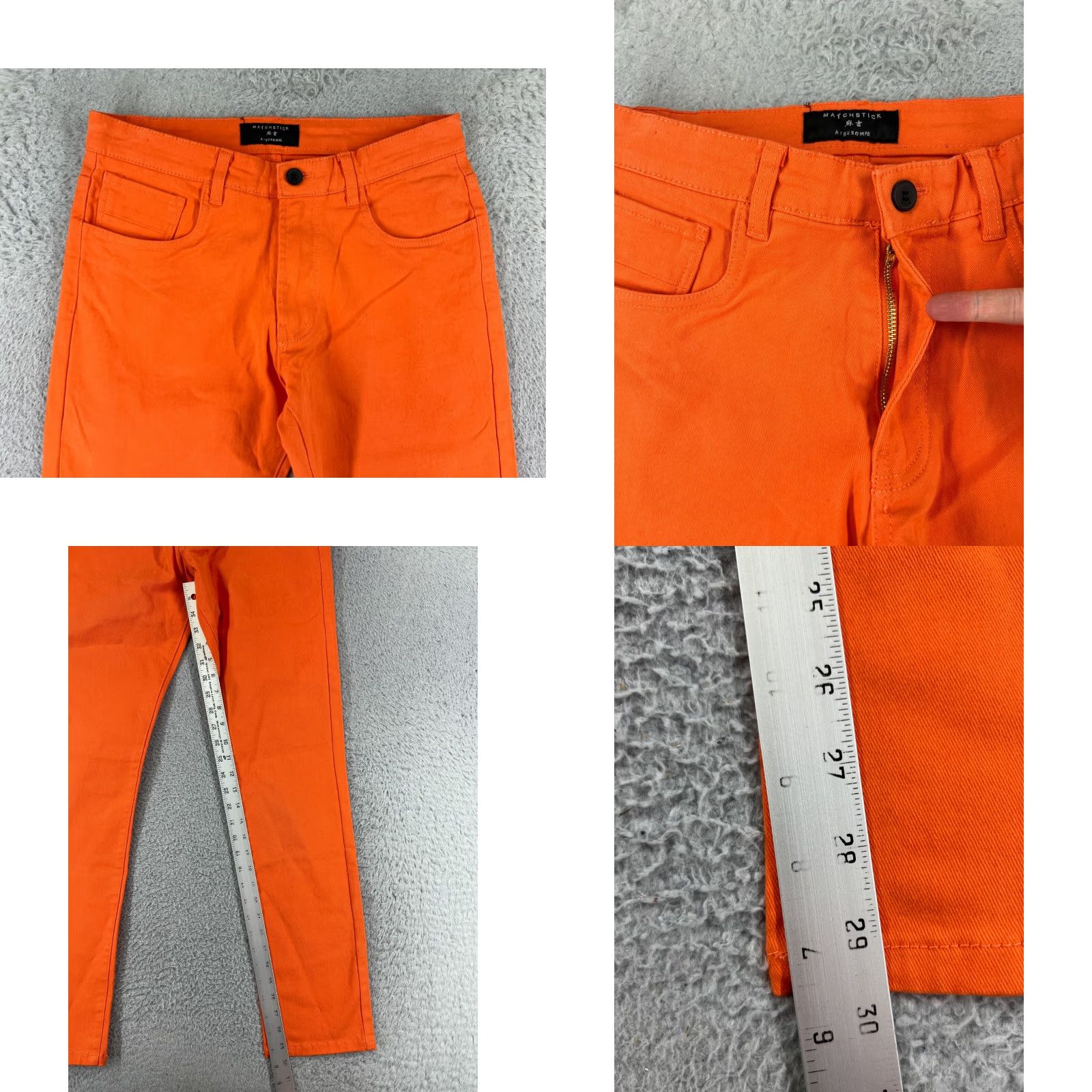 Vintage Matchstick Womens Jeans 30 Orange Straight Denim 5-Pocket Regular Rise Mid Cotton Blend Stretch Size 30" / US 8 / IT 44 - 8 Thumbnail