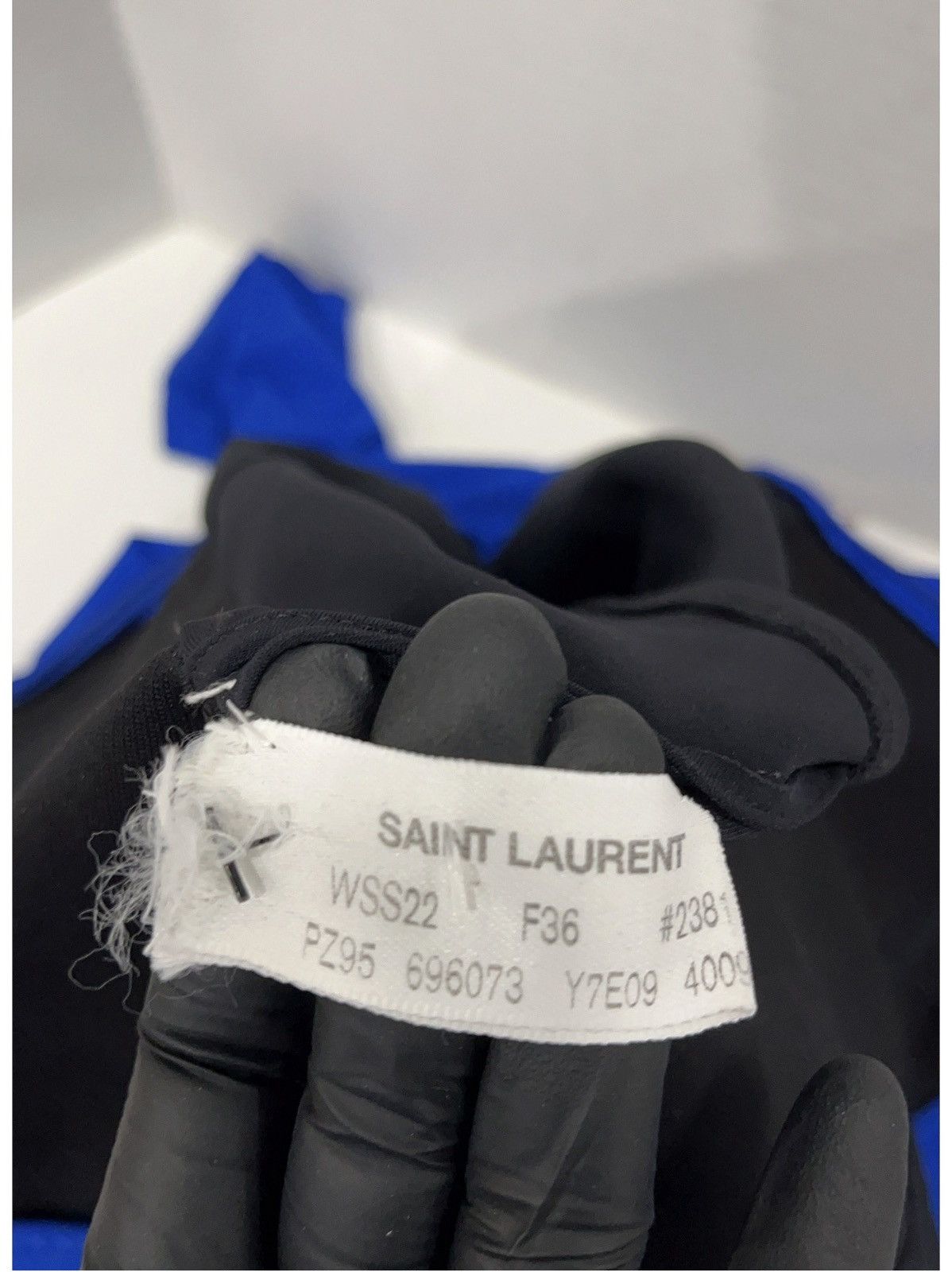 Saint Laurent Paris Saint Laurent 2022 Strapless Blue Jumpsuit US4/FR36 Size 27" / US 4 / IT 40 - 9 Thumbnail