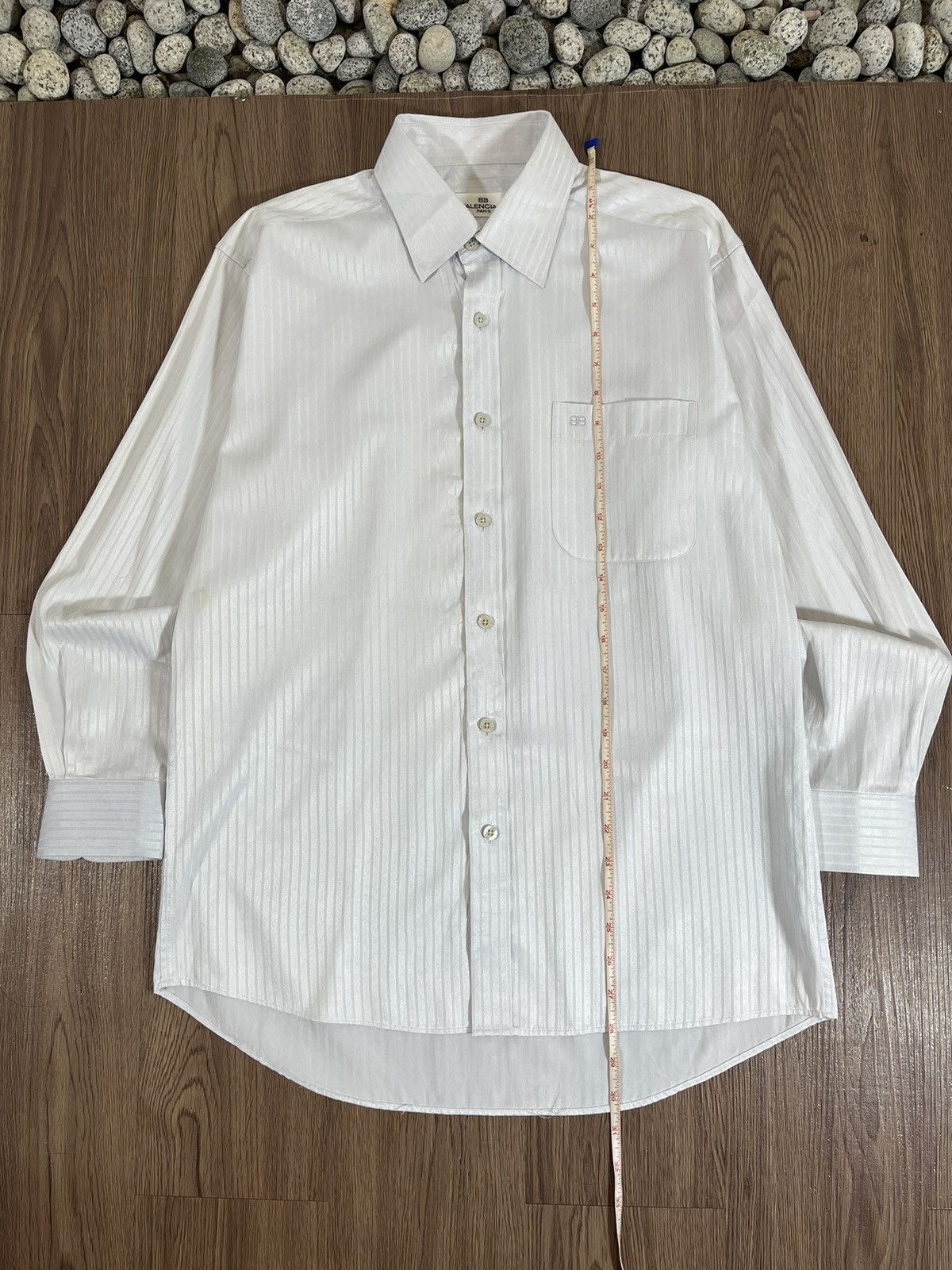 Balenciaga Balenciaga Paris Herringbone Stripe Long Sleeve Dress Shirt Size US M / EU 48-50 / 2 - 10 Thumbnail