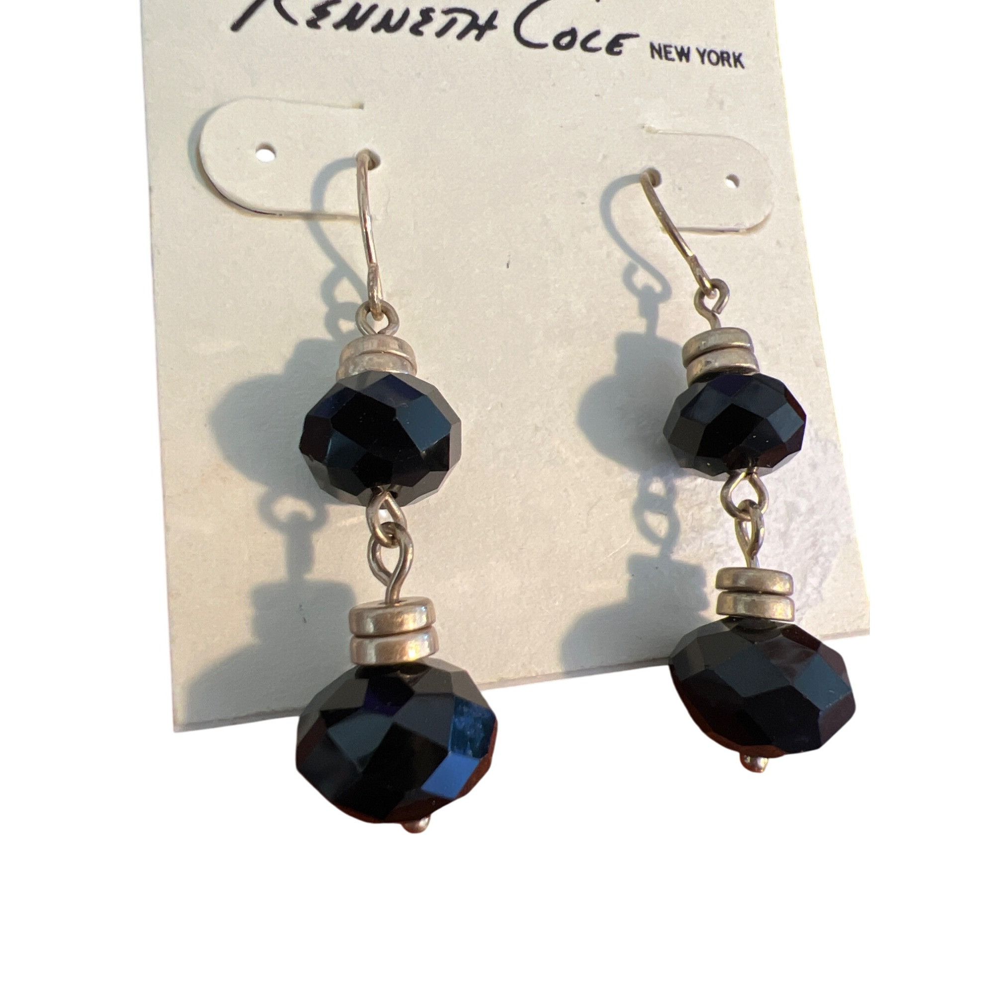 Kenneth Cole Kenneth Cole New York Black Glass Dangle Earrings Gold Tone Size ONE SIZE - 2 Thumbnail