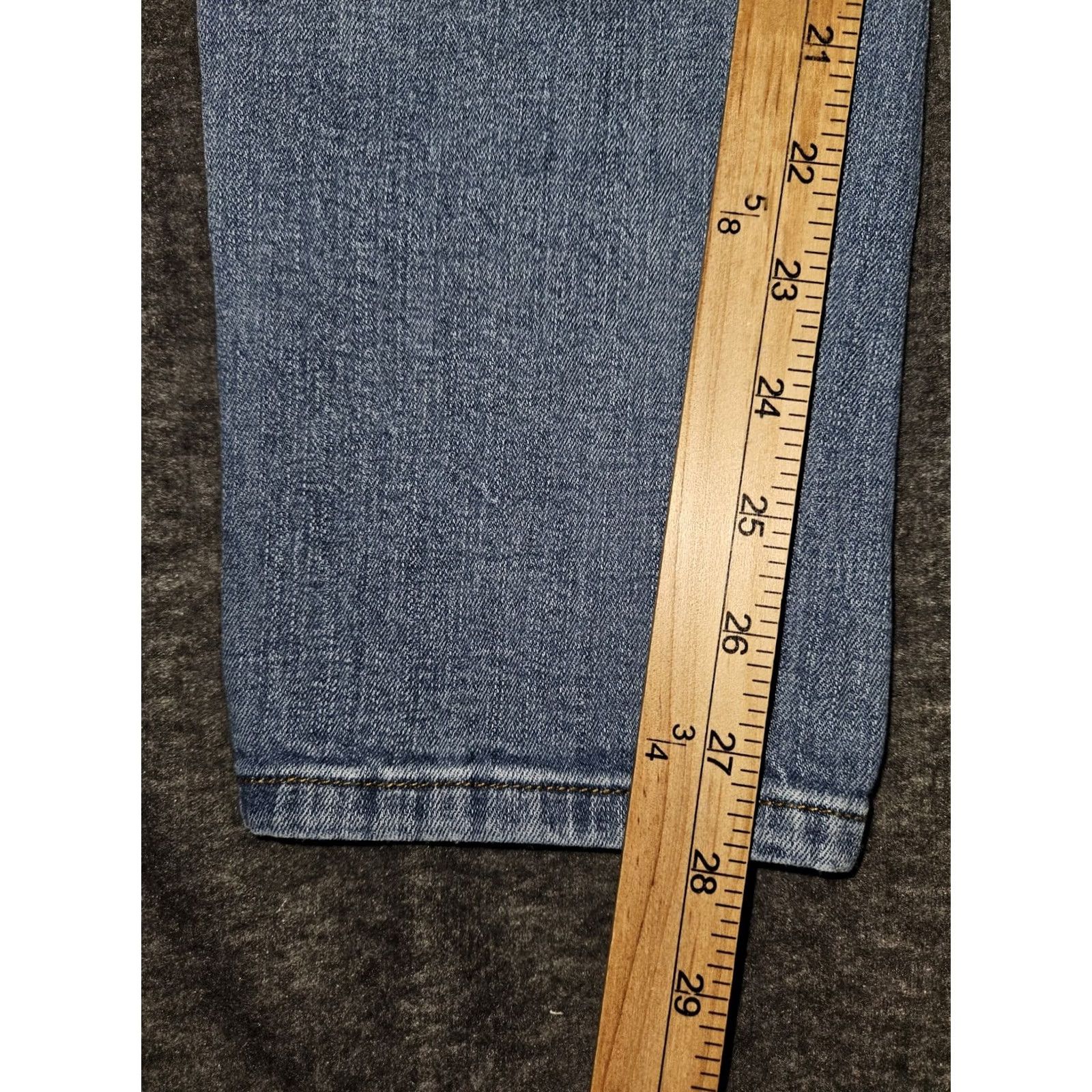 Vintage Kancan Clarie Mid Rise Boyfriend Jeans Women's 7/27 Button Fly Ankle Preppy Blue Denim Distressed Pockets Regular Womens Jeans Seven Size 28" / US 6 / IT 42 - 6 Thumbnail