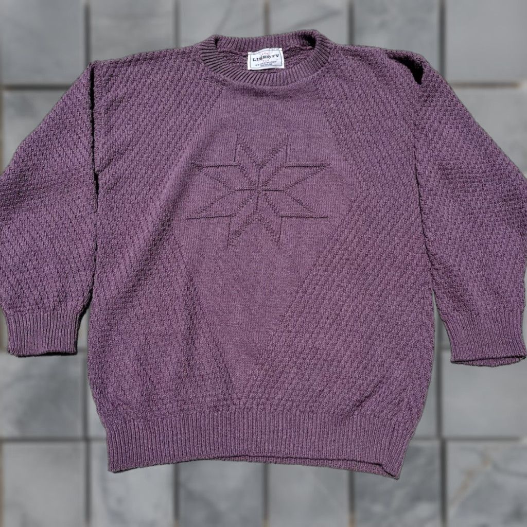 Vintage VINTAGE Liberty Sweater Purple Tight Knit L Women Embroidery USA Grandmacore Size L / US 10 / IT 46 - 1 Thumbnail