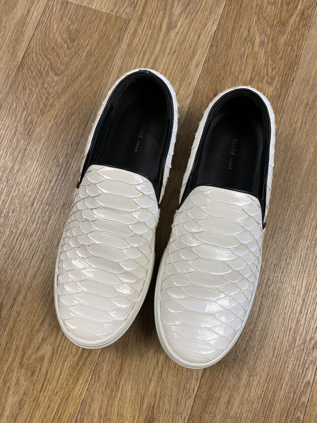 Celine Celine White Glossy Python Slip On Sneakers Size 37 Size US 7 / IT 37 - 4 Thumbnail
