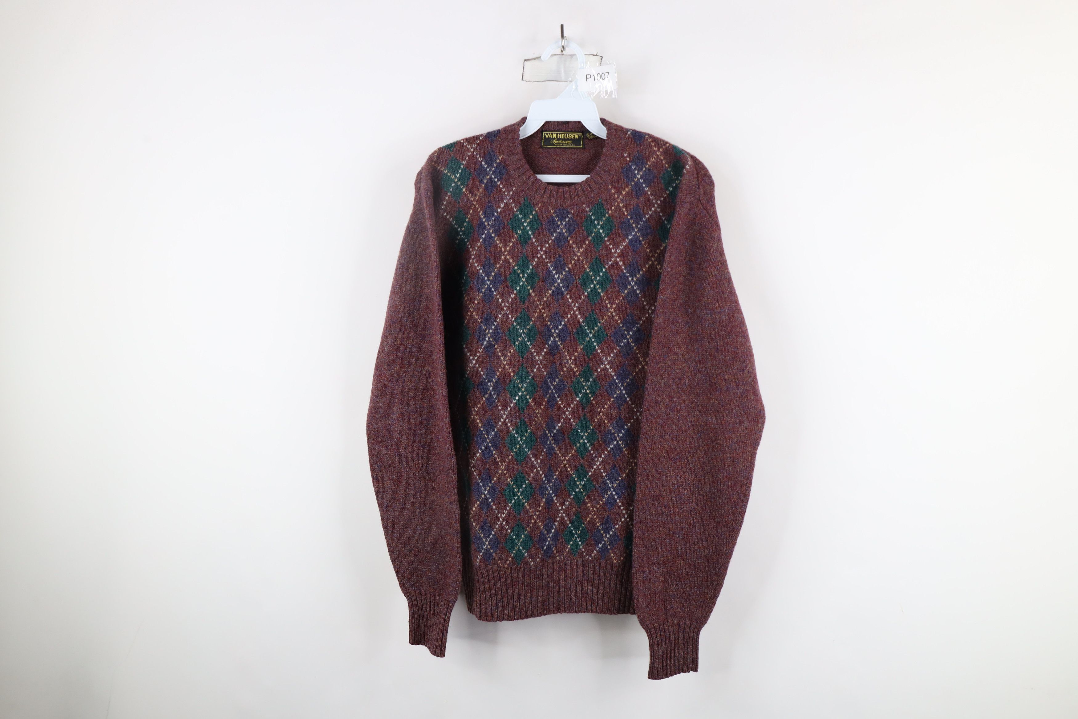 Vintage Vintage 70s Streetwear Wool Knit Argyle Diamond Sweater Size M / US 6-8 / IT 42-44 - 1 Thumbnail