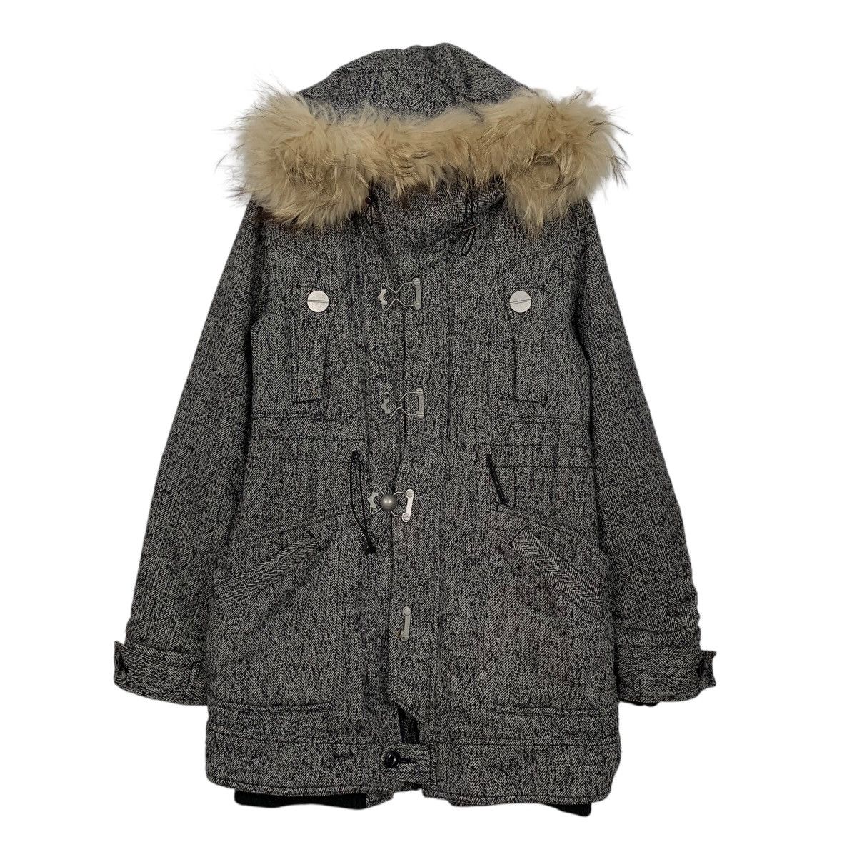 Sly Military Herringbone Hooded Long Jacket