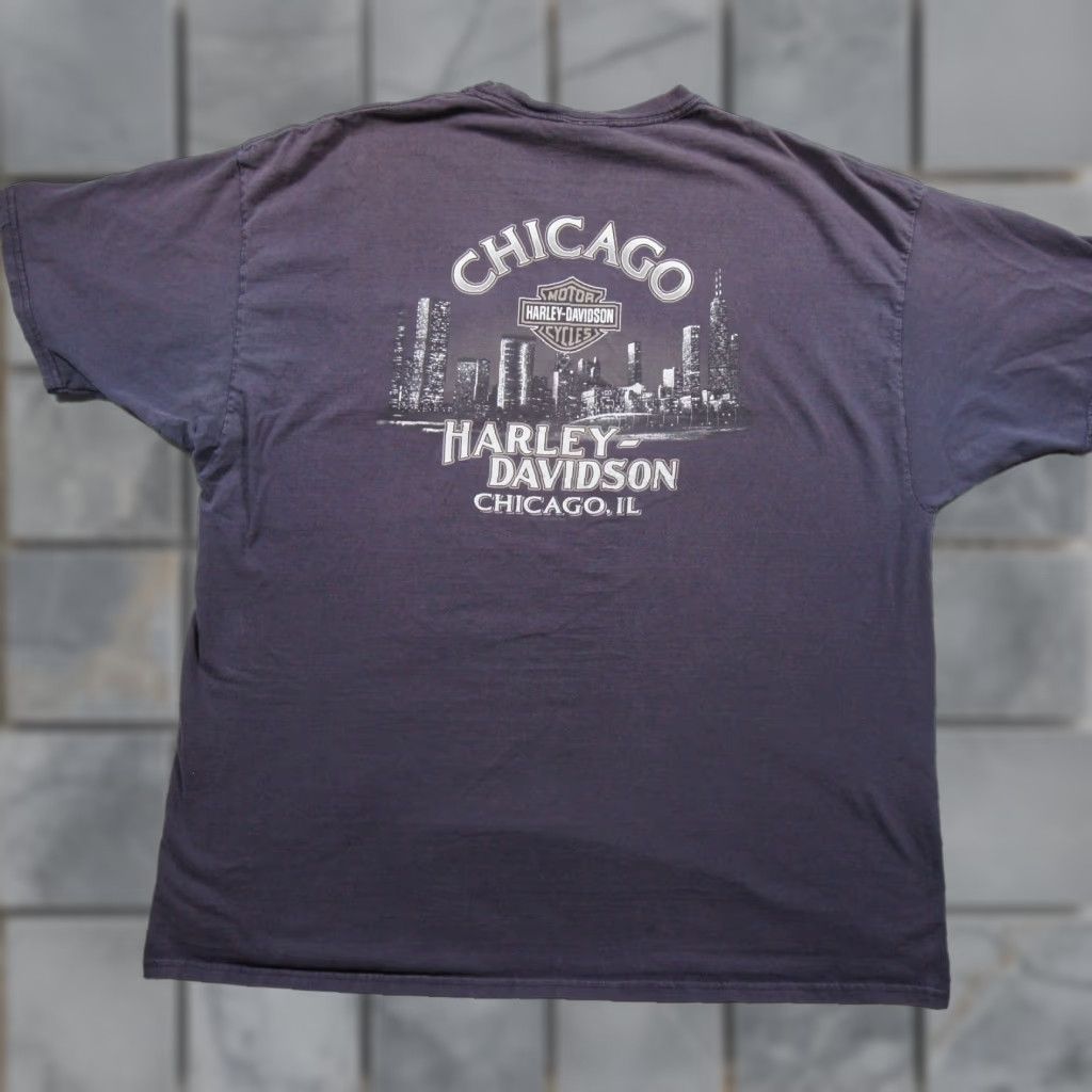 Harley Davidson Harley-Davidson Shirt Mens 3XL XXXL Blue Motorcycle Tee Biker Chicago Faded Logo Graphic Print Casual Shirt Mens Size US XXL / EU 58 / 5 - 1 Thumbnail
