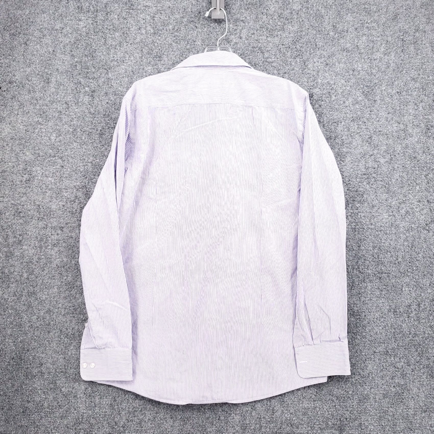 Hugo Boss HUGO BOSS Dress Shirt Mens 15.5 Purple Striped Long Sleeve Button Up Sharp Fit Size 42R - 2 Thumbnail