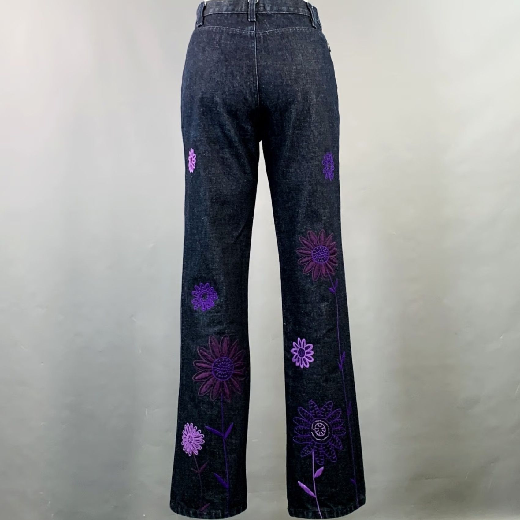 Moschino MOSCHINO Jeans Indigo Purple Floral Straight 6 Womens Col or Indigo Purple Floral Denim Twill Cotton Jeans Size 28" / US 6 / IT 42 - 3 Thumbnail