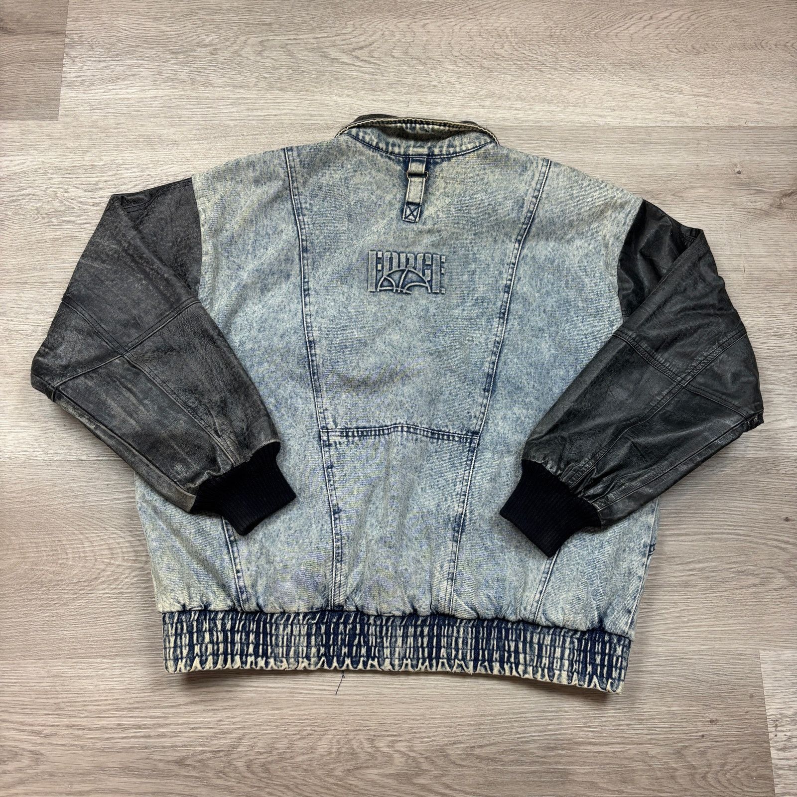 Nike × Vintage VTG 80s 90s Nike Force Denim Leather Bomber Jacket Men's M Size US M / EU 48-50 / 2 - 4 Thumbnail