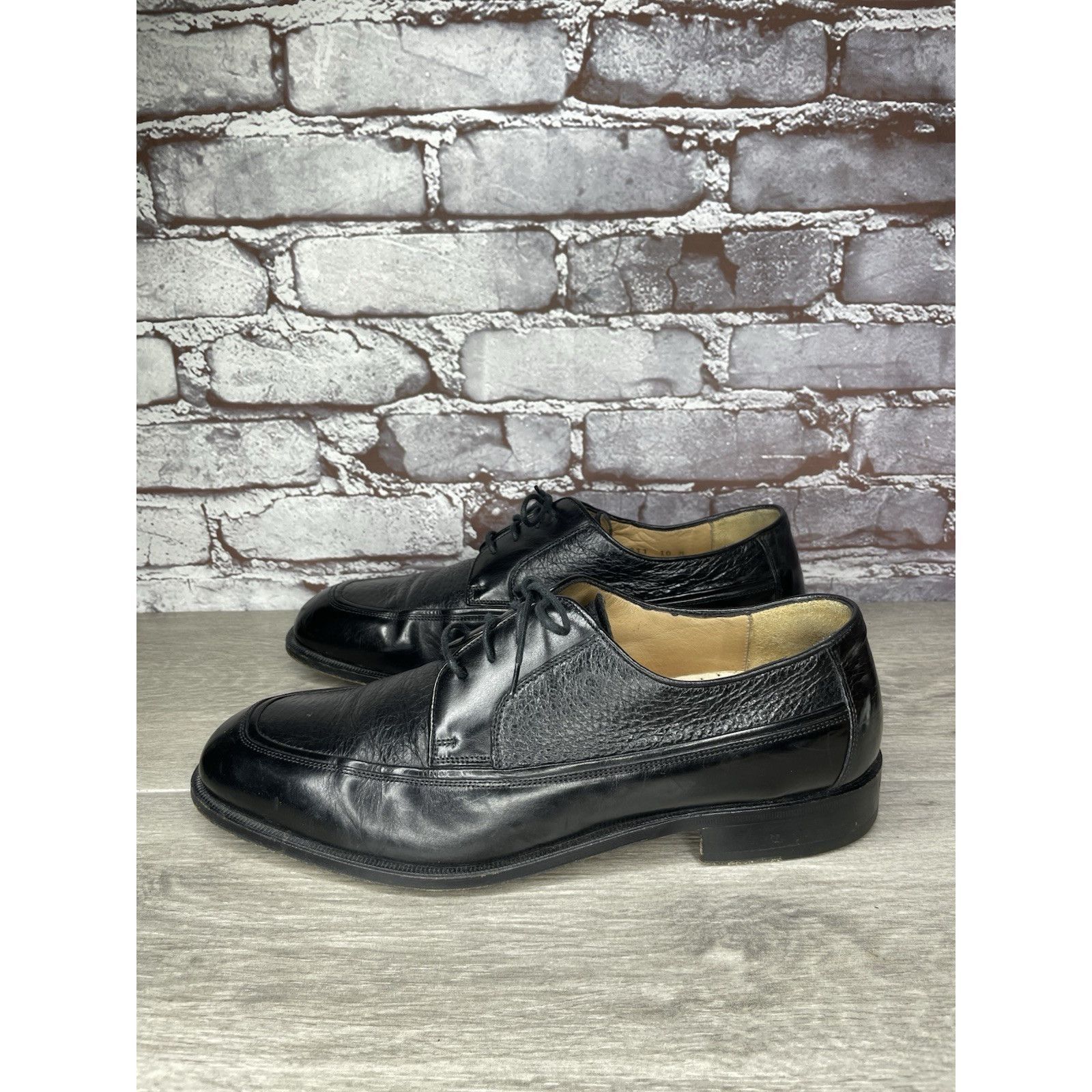 Johnston & Murphy Johnston & Murphy Black Leather Square Toe Italy Dress Shoe Size US 10 / EU 43 - 20 Thumbnail