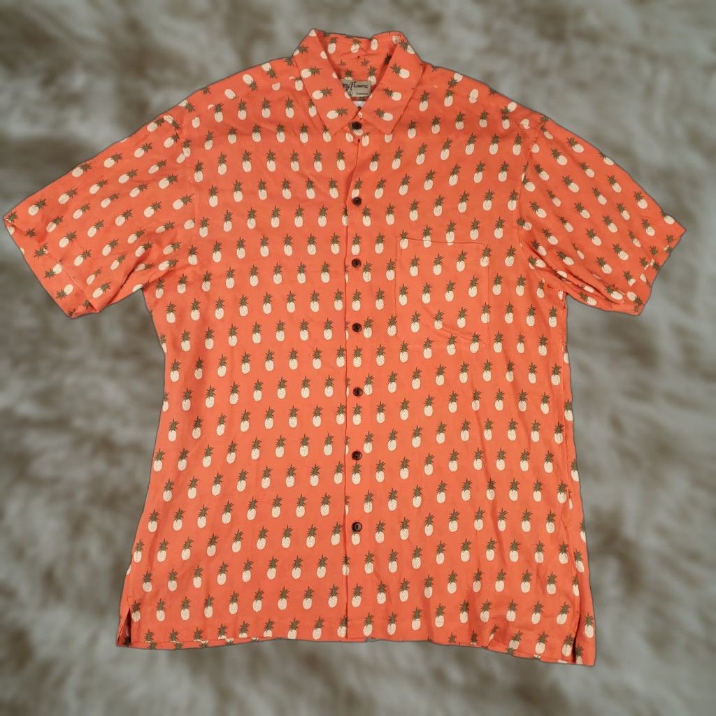 Vintage VINTAGE Kenny Flowers Shirt Mens Large Short Sleeve Button Up Hawaiian Rayon Orange Geometric Pattern Summer Size US L / EU 52-54 / 3 - 1 Thumbnail