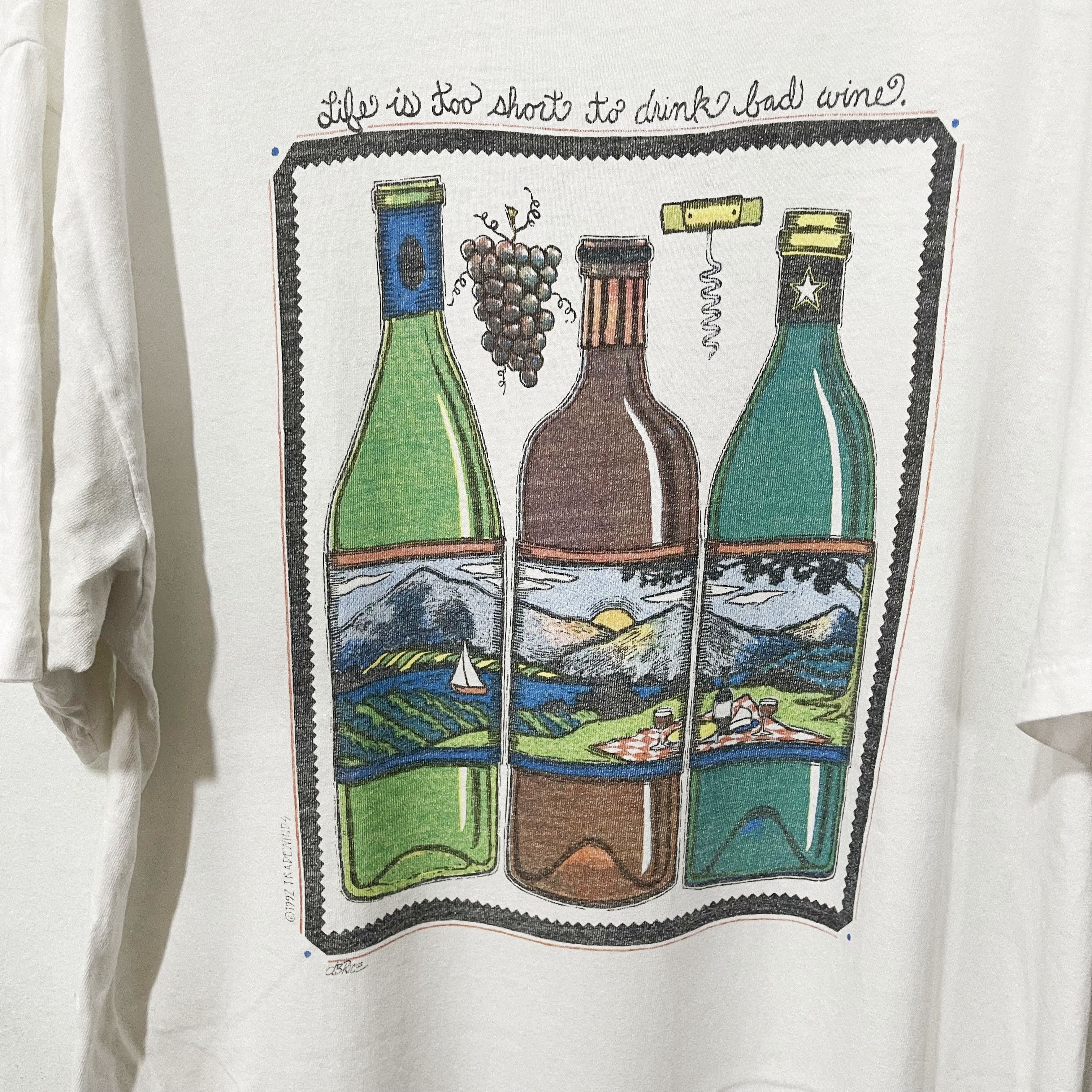 Vintage Vintage 90s “Life Is Too Short to Drink Bad Wine” T-Shirt Size US XL / EU 56 / 4 - 2 Thumbnail