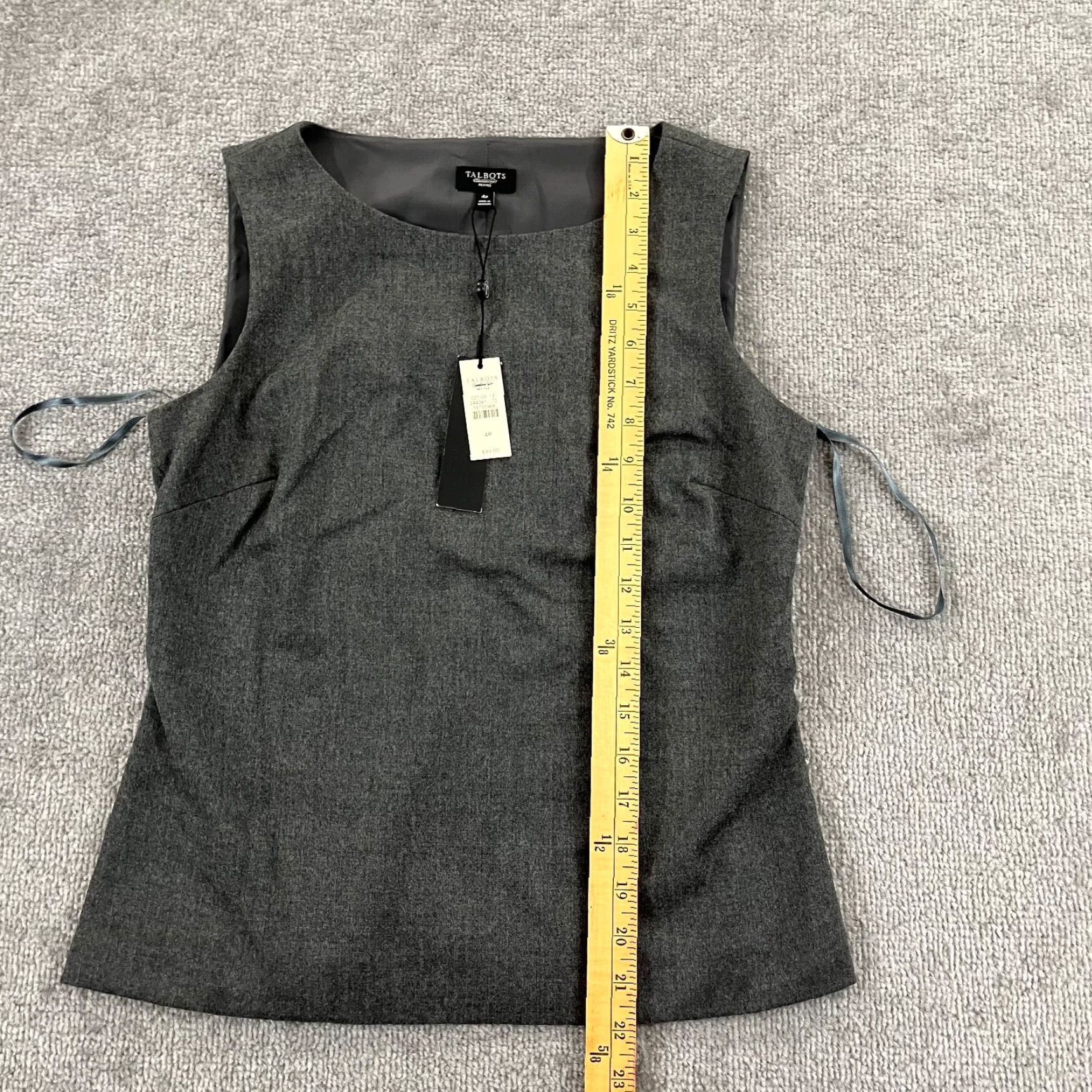 Talbots TALBOTS Shirt Womens 4P Petite Charcoal Gray Wool Sleeveless Top Lined Crew Neck Size S / US 4 / IT 40 - 5 Thumbnail
