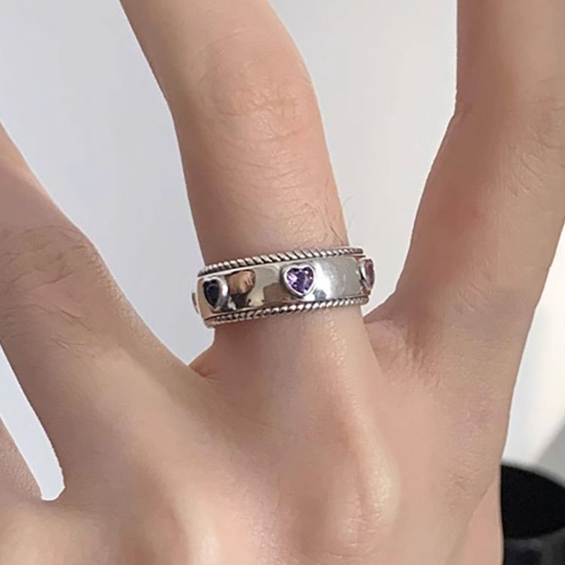 Jewelry Love Heart Zircon Ring Size ONE SIZE - 2 Thumbnail