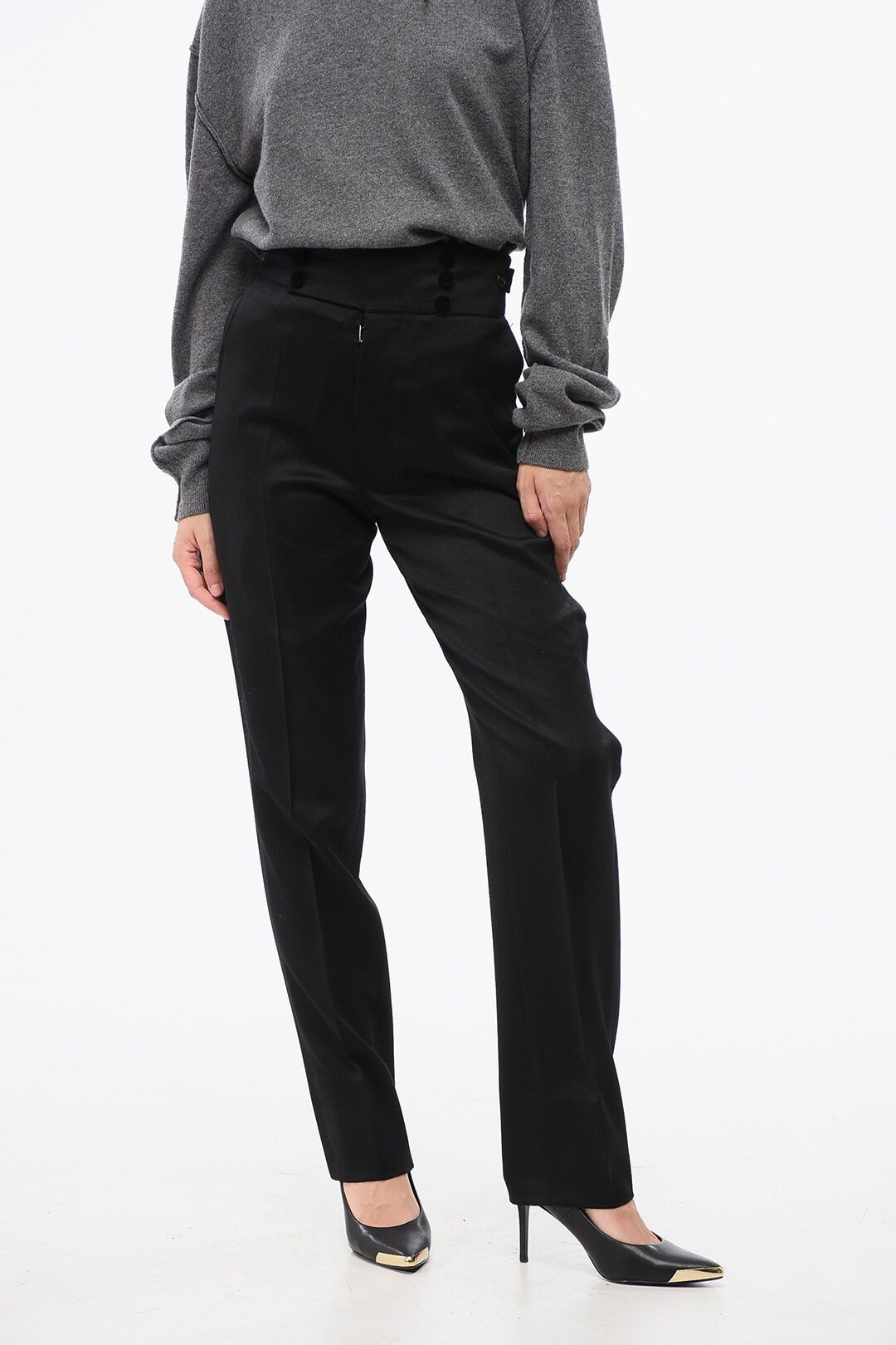 Maison Margiela og1mm0825 High Waist Wool Pant in Black Size 26" / US 2 / IT 38 - 1 Thumbnail
