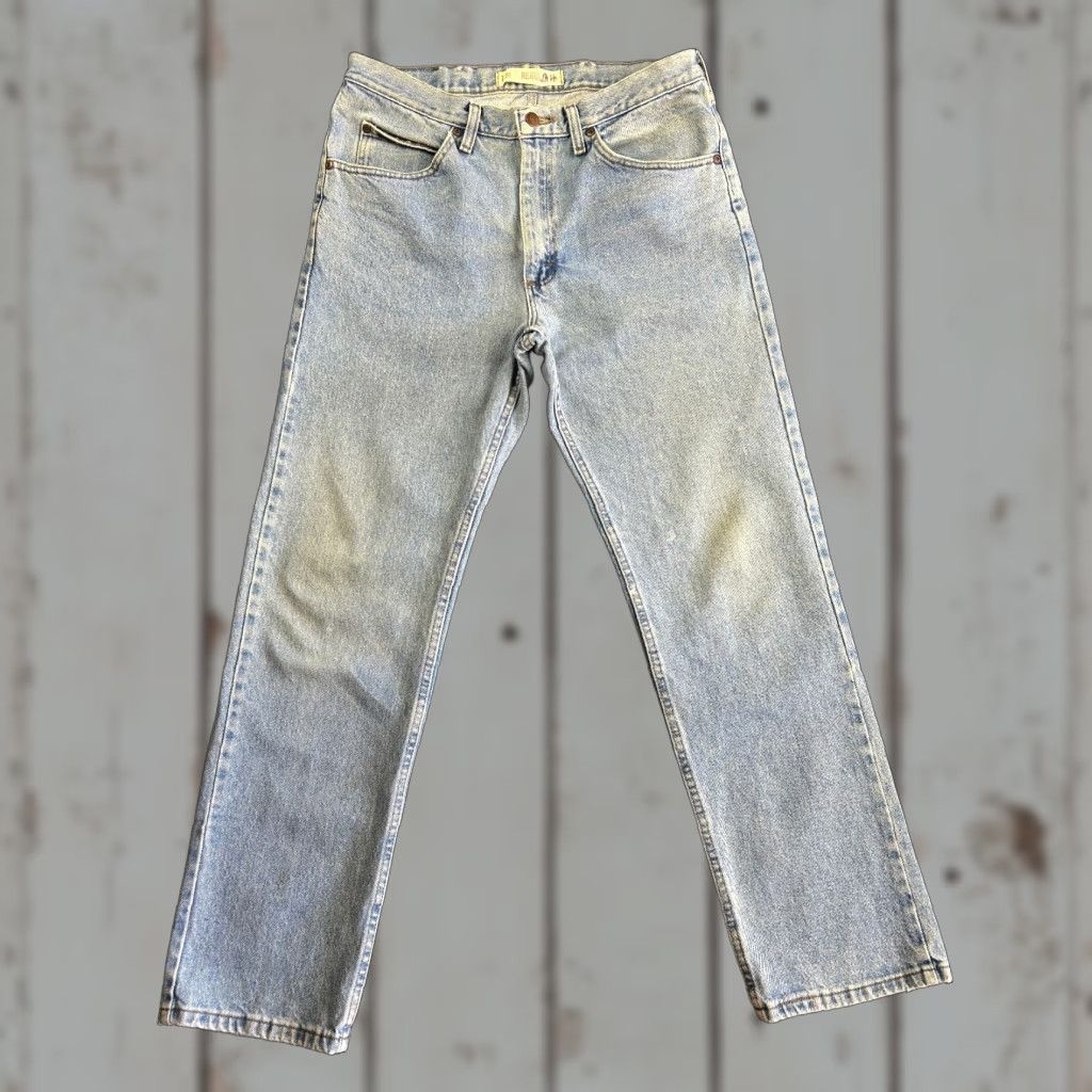 Lee VINTAGE Lee Jeans Mens 34 x 32 Denim Distressed Light Blue Wash Grunge 90s Retro Hipster City Cowboy Straight 5-Pocket Design Mens Size US 34 / EU 50 - 1 Thumbnail