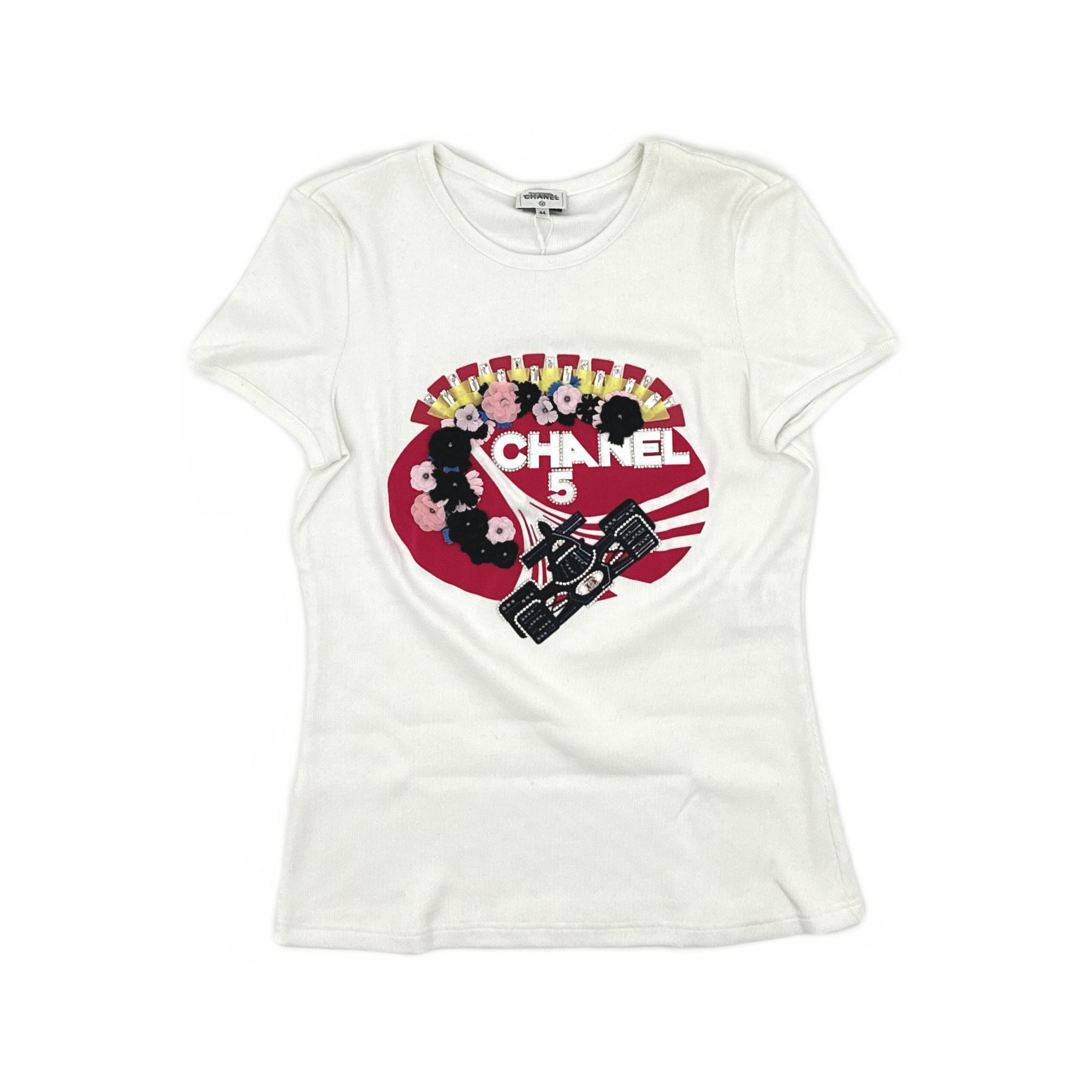 Chanel Chanel Floral Logo Short Sleeve T-Shirt Size 44 Size L / US 10 / IT 46 - 1 Thumbnail
