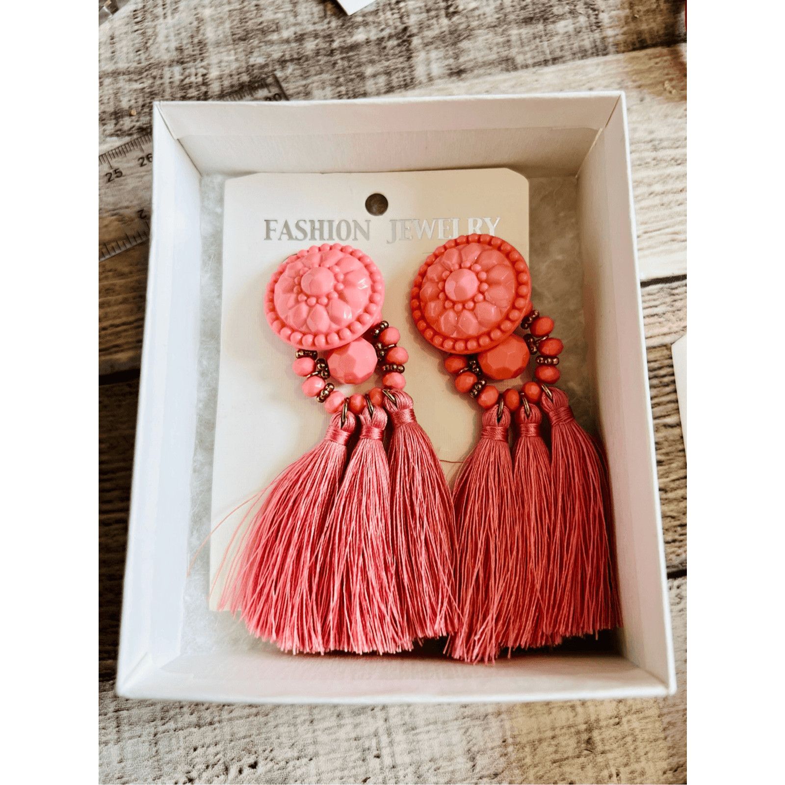 Other Bohemian Pink Triple Tassel Earrings Shabby Chic Jewelry NWT Size ONE SIZE - 7 Thumbnail