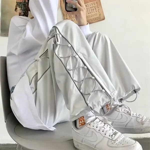 Other Streetwear White Cargo Men Oversize Wide Pants Size US 35 - 3 Thumbnail