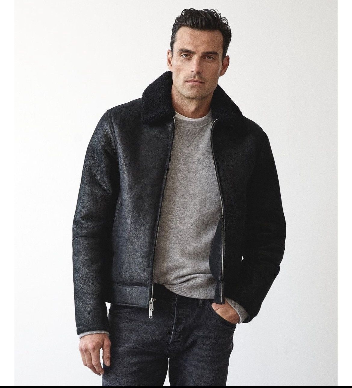 Todd Snyder Italian Shearling Leather Aviator Bomber Jacket Large Size US L / EU 52-54 / 3 - 4 Thumbnail