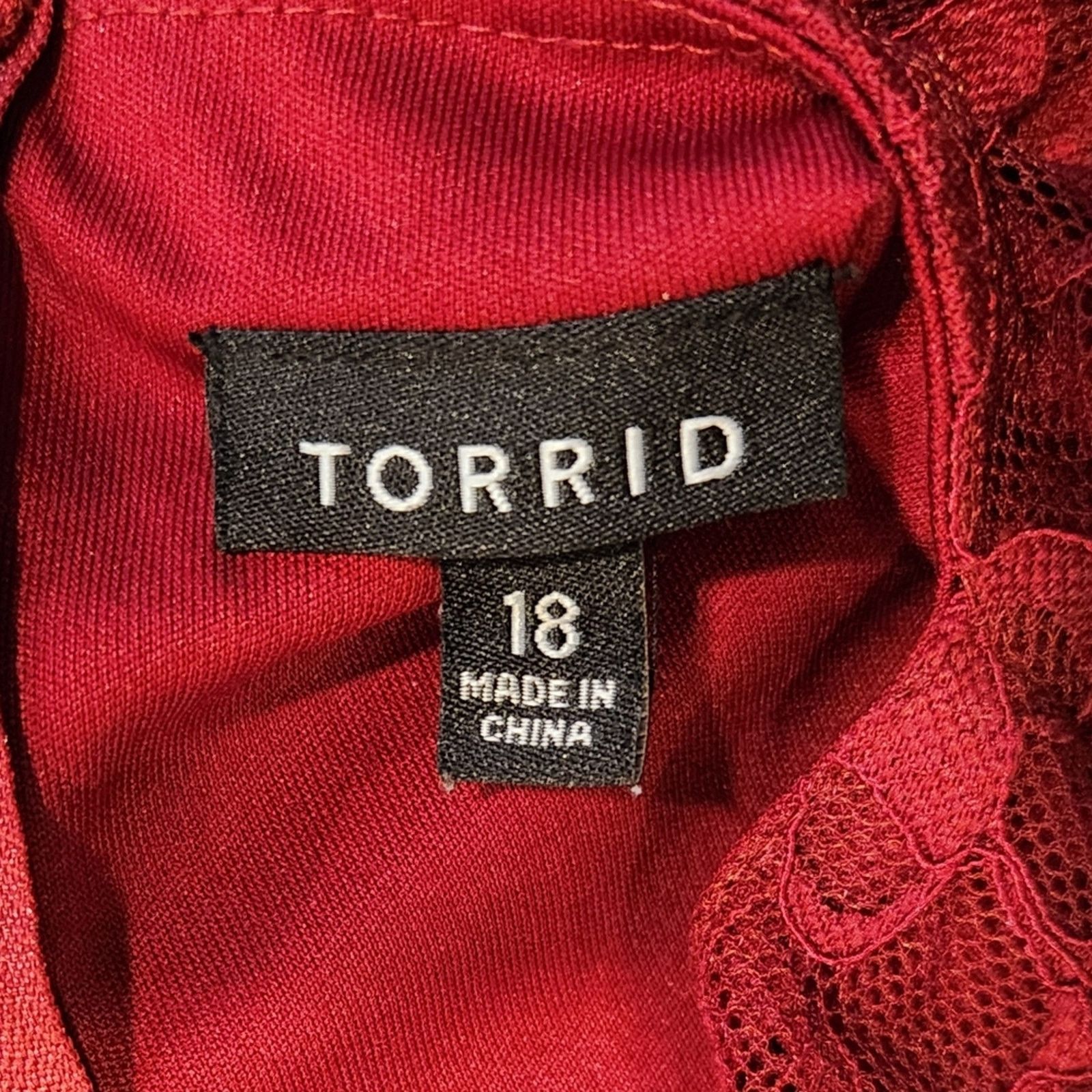 Torrid Torrid Burgundy Red Lace Short Sleeve Midi Dress - Size 18 Size XXL / US 16-18 / IT 52-54 - 3 Thumbnail