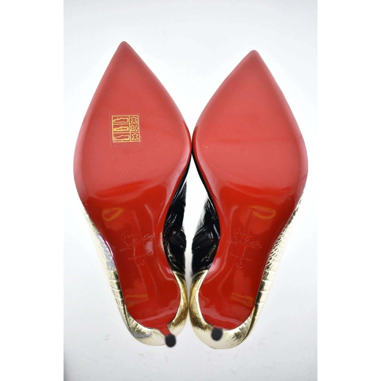 Christian Louboutin Christian Louboutin Bibooty 100 Black Platine Gold Patent Size US 10 / IT 40 - 12 Thumbnail