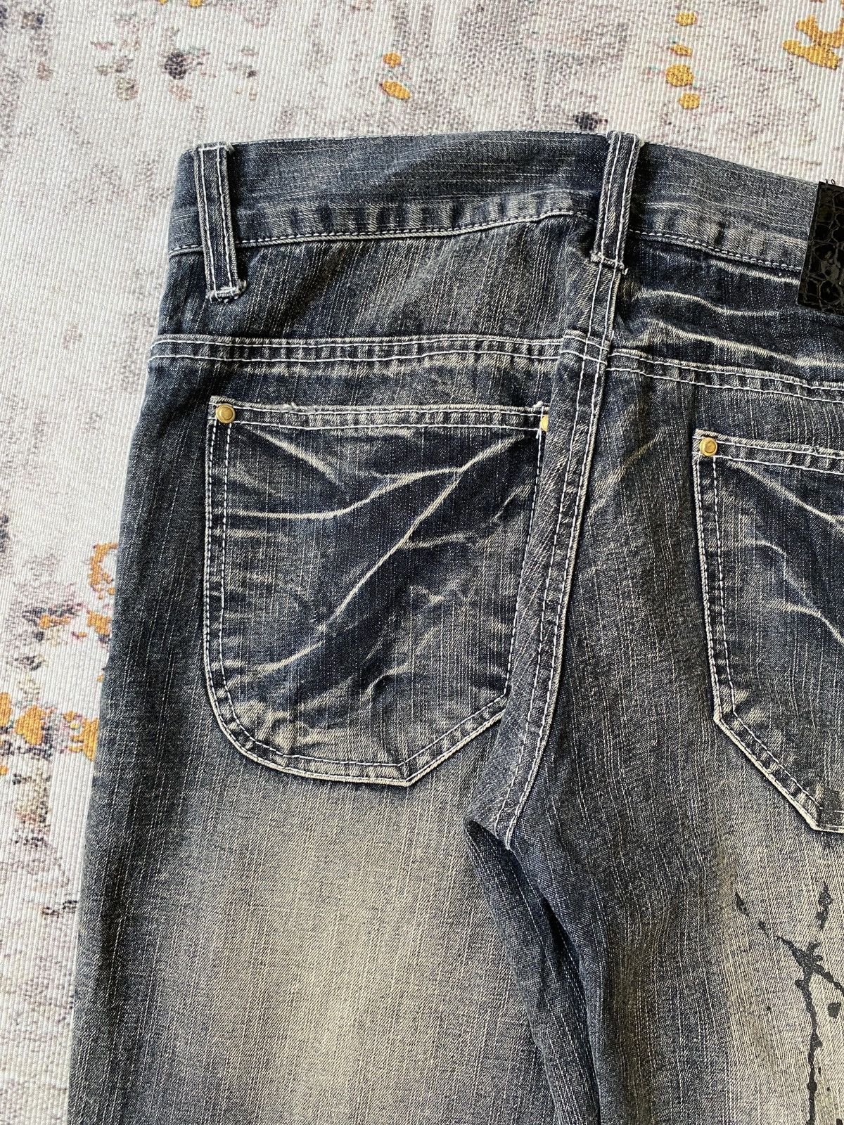 Japanese Brand Black Baccara Distressed Claws Mark Design Flare Denim Size US 32 / EU 48 - 18 Thumbnail