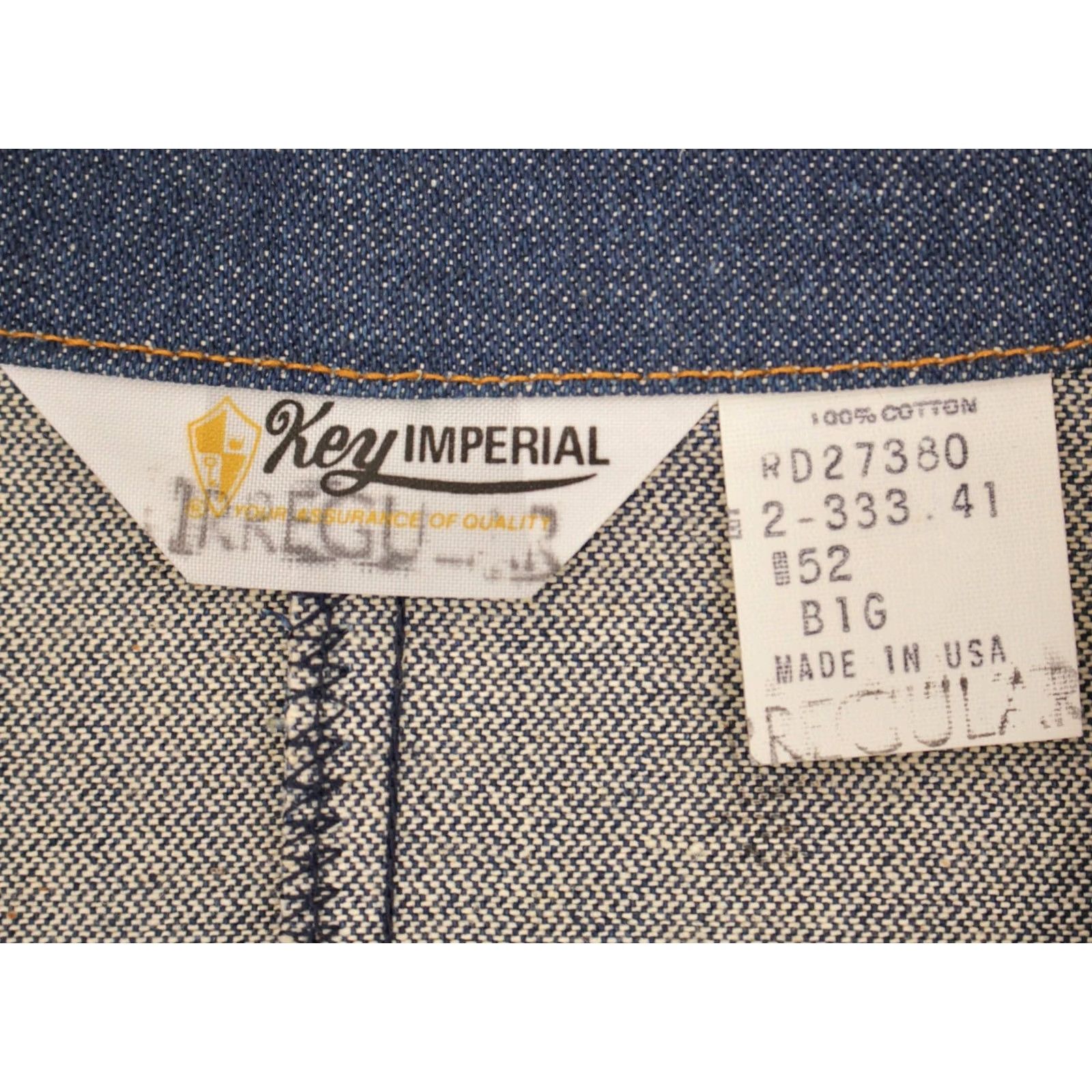 Vintage VTG Key Denim Jacket 2XL 52 Big & Tall 1970s Blue Denim Jacket Mens 70s Jean Jacket US Origin NOS Vintage Jacket Size US 36 / EU 52 - 5 Thumbnail