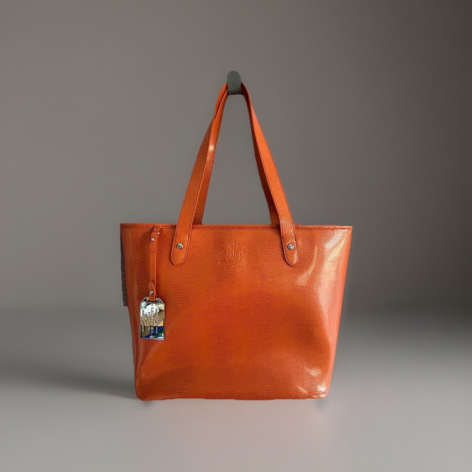 Lauren Ralph Lauren New Ralph Lauren Orange Newton Classic Tote Bag Snakeskin Size ONE SIZE - 19 Thumbnail
