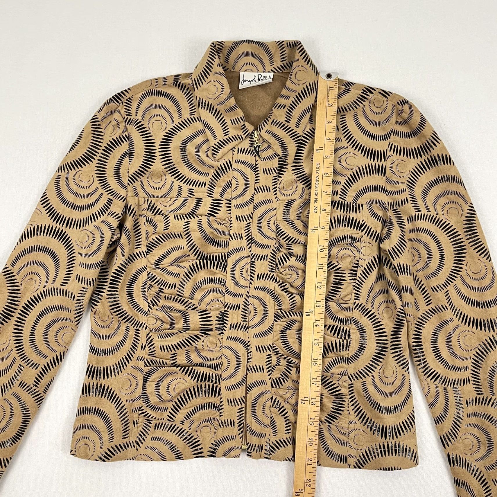 Joseph Ribkoff VTG Joseph Ribkoff Jacket Womens US 8 / 10 Brown Black Artsy Eclectic Full Zip Jacket Size M / US 6-8 / IT 42-44 - 3 Thumbnail