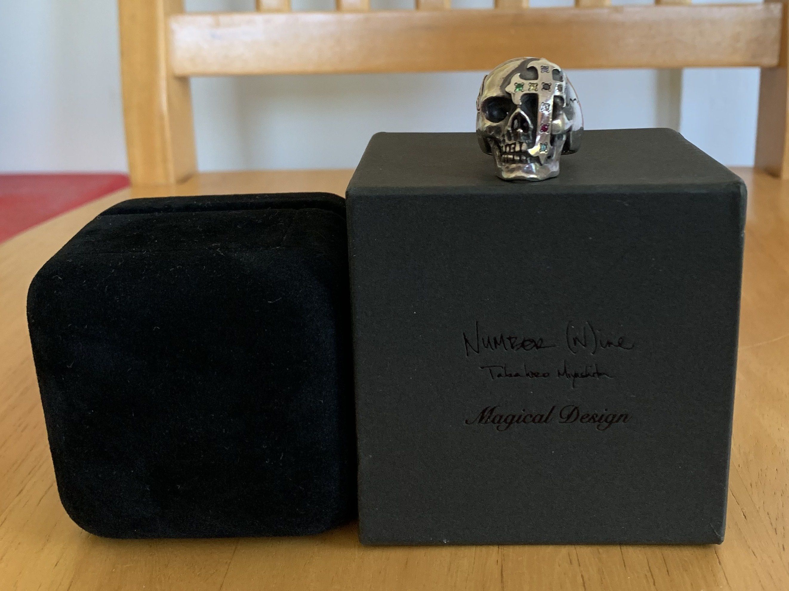 Number (N)ine SS05 "Nightcrawler" Bejeweled Silver Skull Ring w/ box Size ONE SIZE - 12 Thumbnail