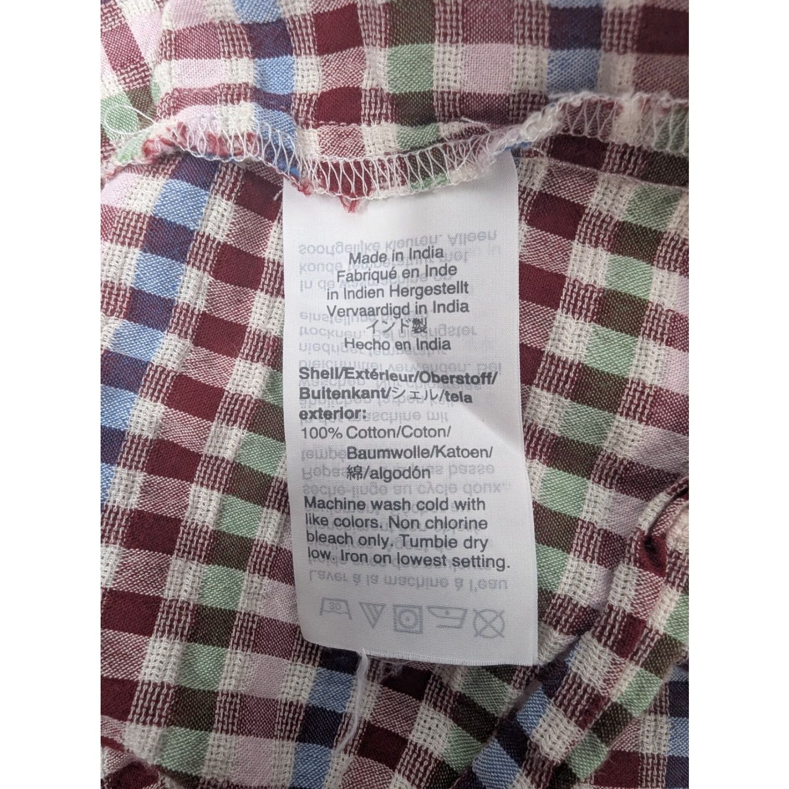Madewell Madewell Blouse Shirt Short Sleeve V-Neck Tie Front Top Size S Multicolor Gingham Print 100% Cotton L8477 Size S / US 4 / IT 40 - 7 Thumbnail