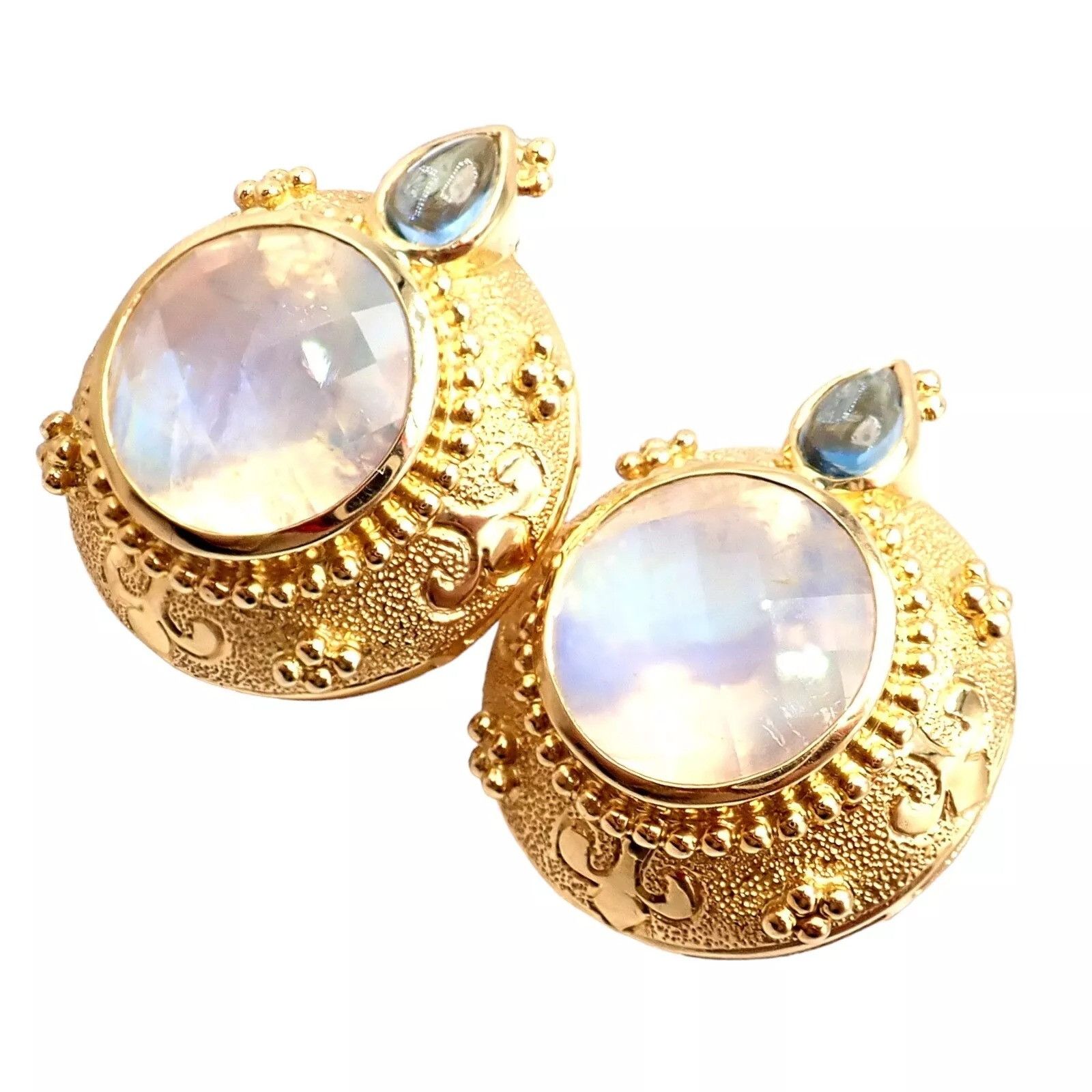 Vintage Paula Crevoshay Gold Aquamarine Moonstone Earrings OOAK Size ONE SIZE - 8 Thumbnail
