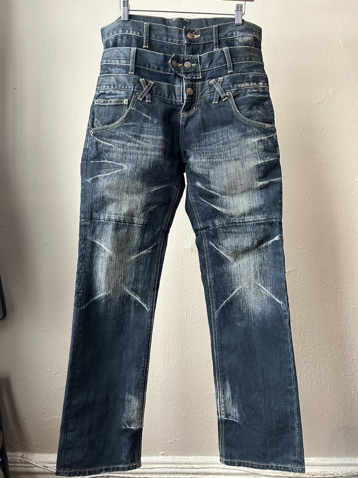 image of Ppfm Triple Waist Dark Wash Denim in Blue, Men's (Size 33)