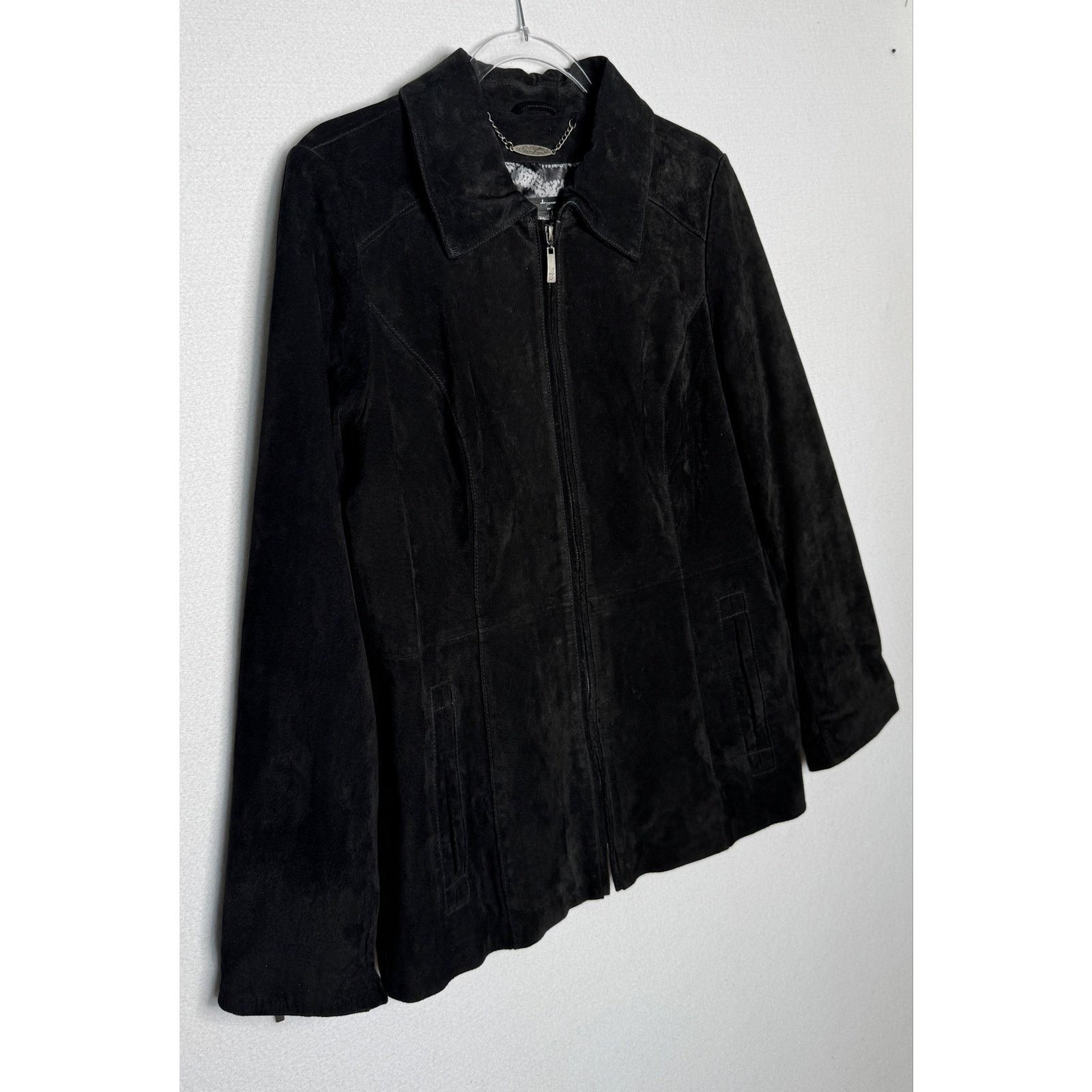 Vintage Y2K Dennis Basso Washable Black Suede Leather Jacket Medium Size M / US 6-8 / IT 42-44 - 8 Thumbnail