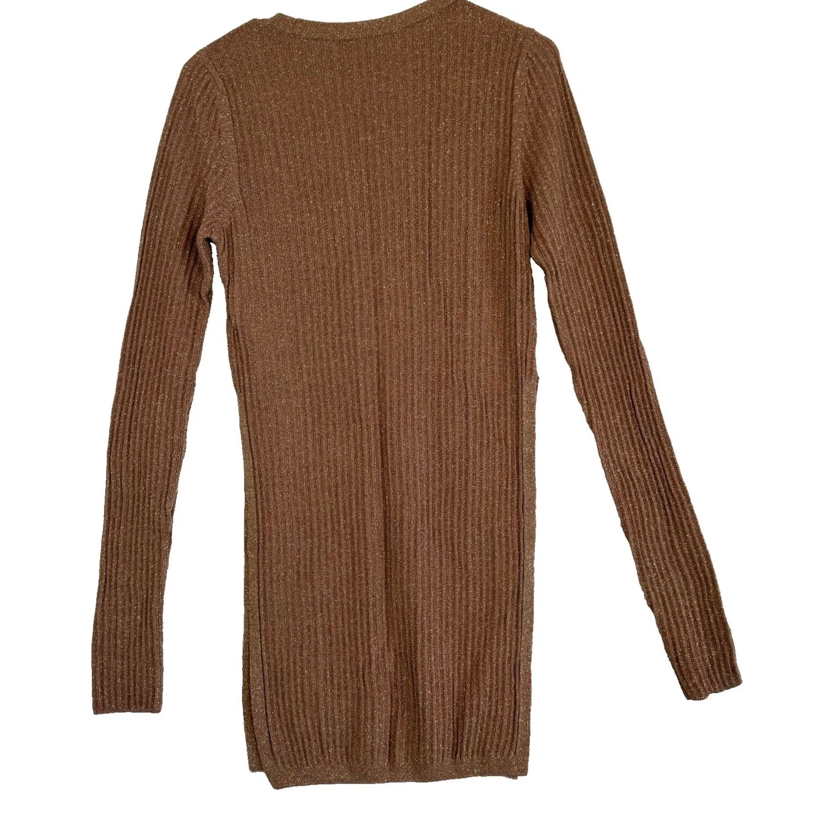 Asos ASOS Tunic Sweater Women’s 6 Brown Copper Sparkle Ribbed Pullover Acrylic W 317 Size M / US 6-8 / IT 42-44 - 2 Thumbnail