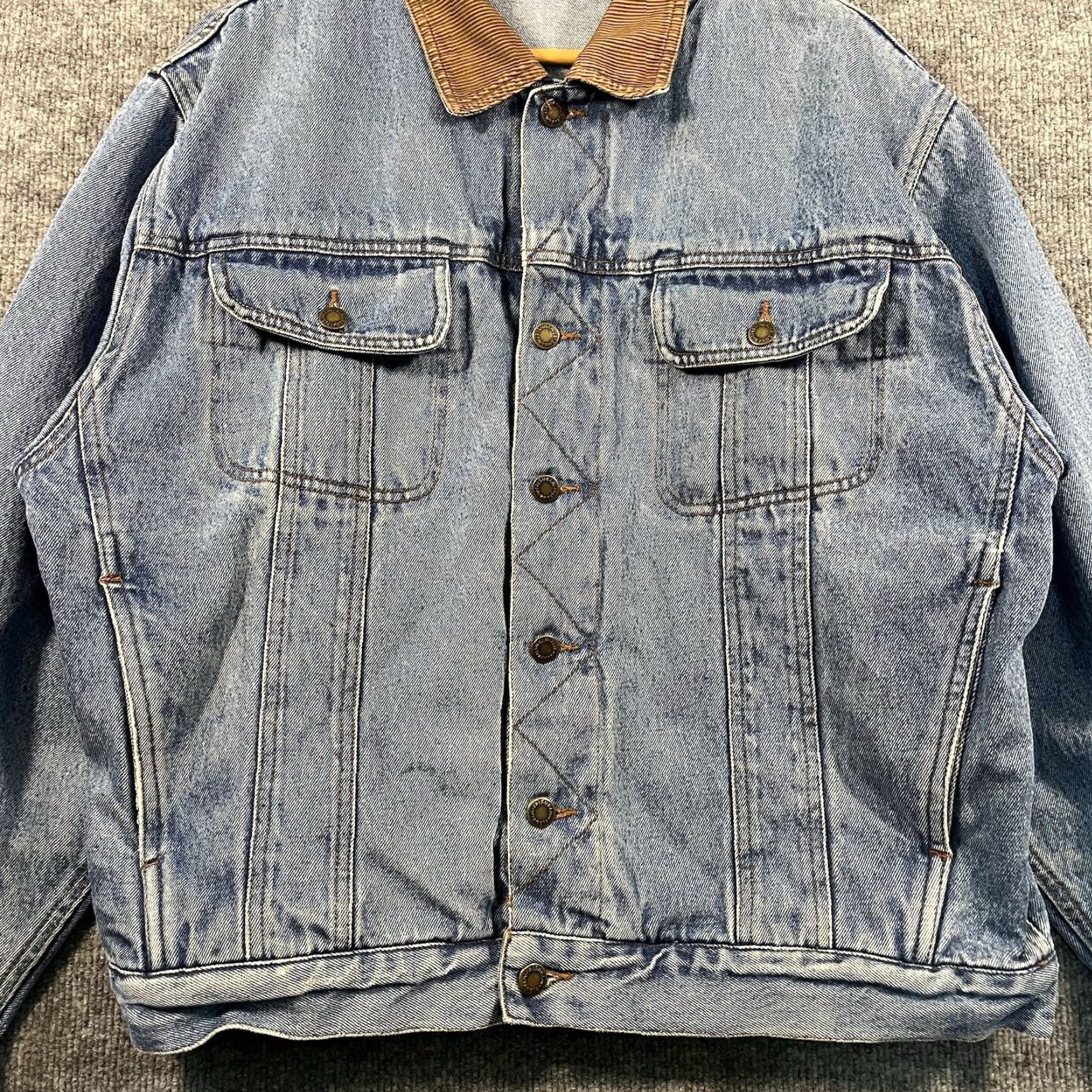 Wrangler VINTAGE Wrangler Denim Jacket Trucker Corduroy Collar Mens XL 80s Denim Jacket USA Mens XL Blue Button Size US 36 / EU 52 - 2 Thumbnail
